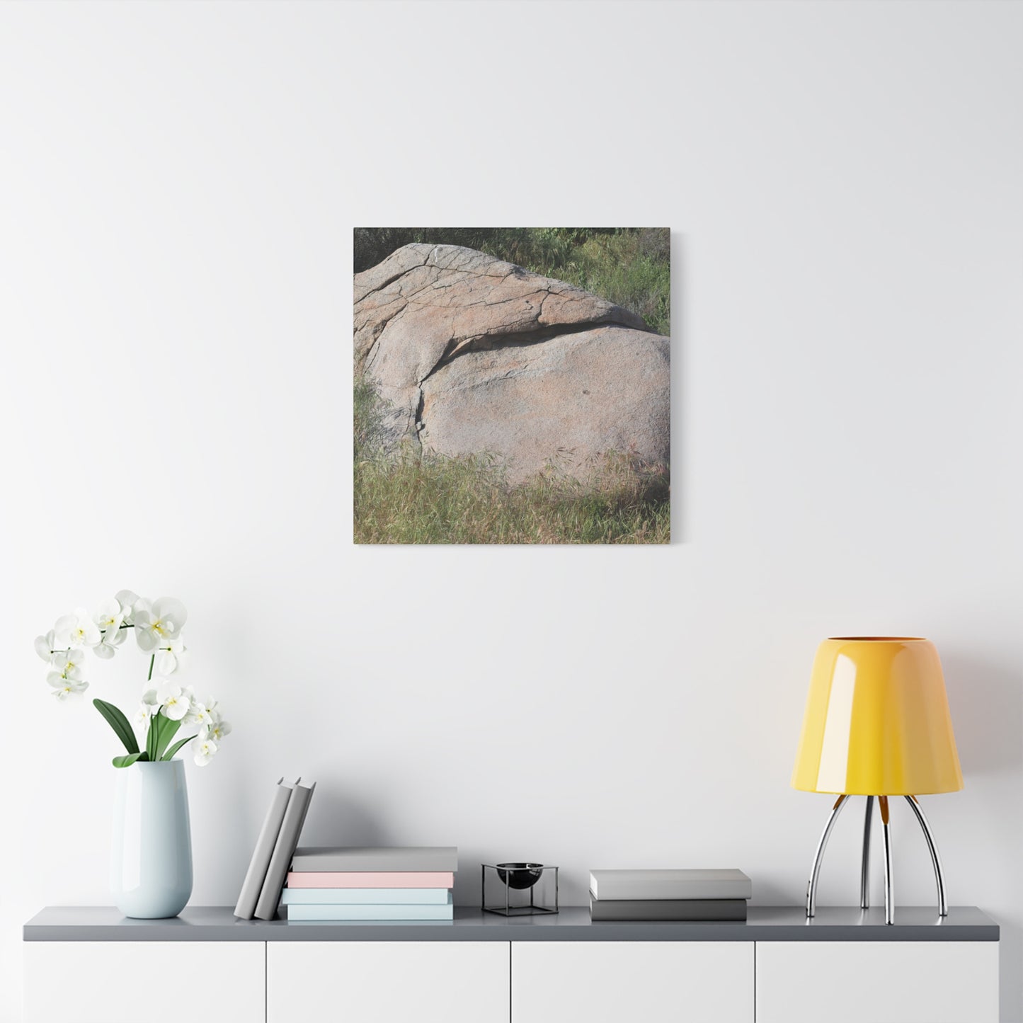 Granite Boulder in Desert Scrub - Unique Frameless Canvas Wall Art - Art By Earth
