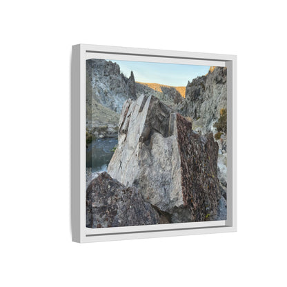 River's Stone Sentinel - Unique Stretched Canvas Wall Art