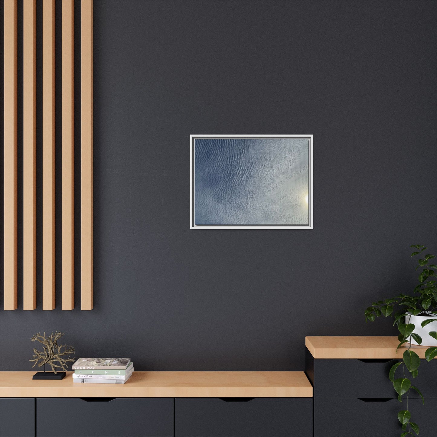 Undulating Whispers of Cerulean Stillness - Unique Stretched Canvas Wall Art - Art By Earth