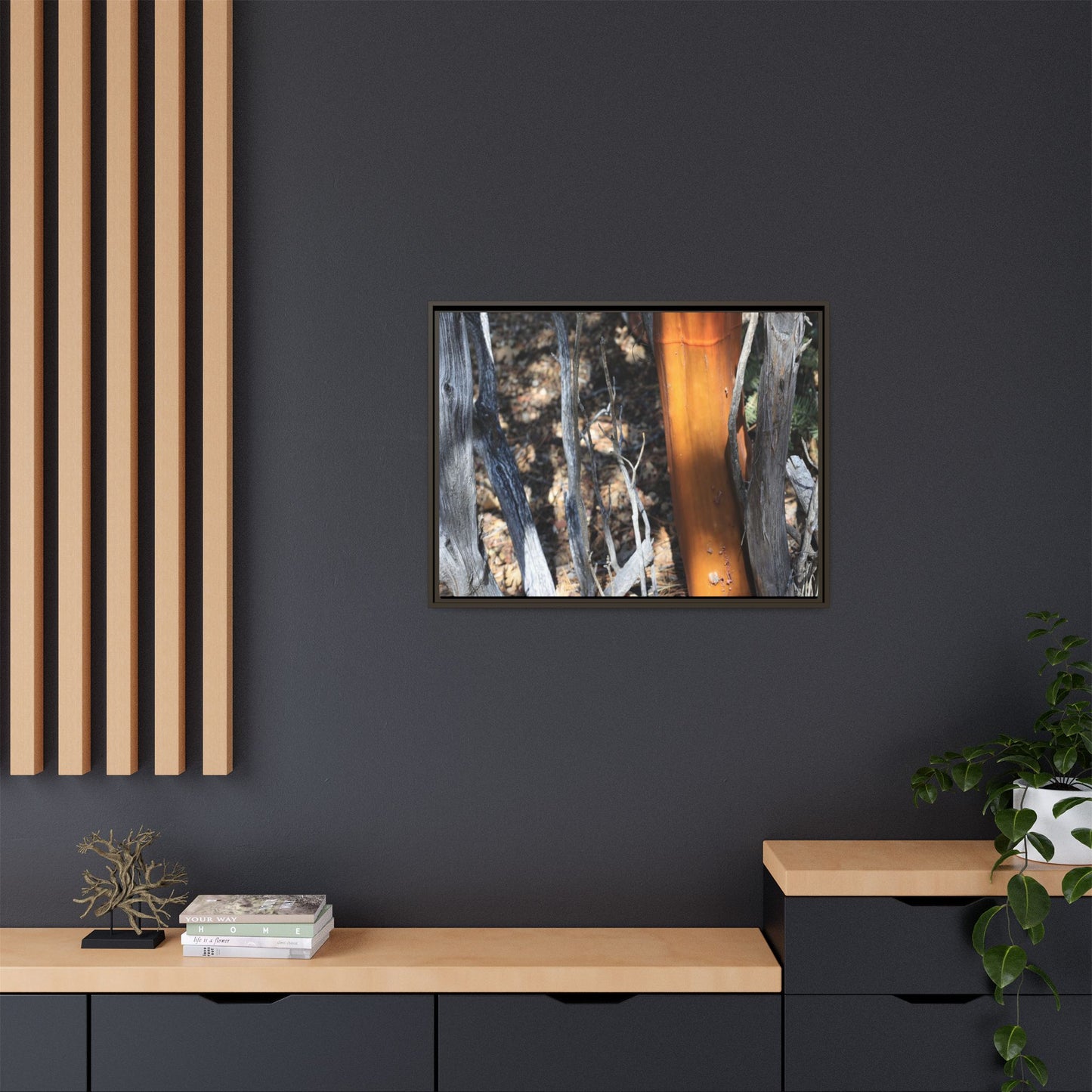 Burnt Trees and Golden Trunk - Unique Stretched Canvas Wall Art