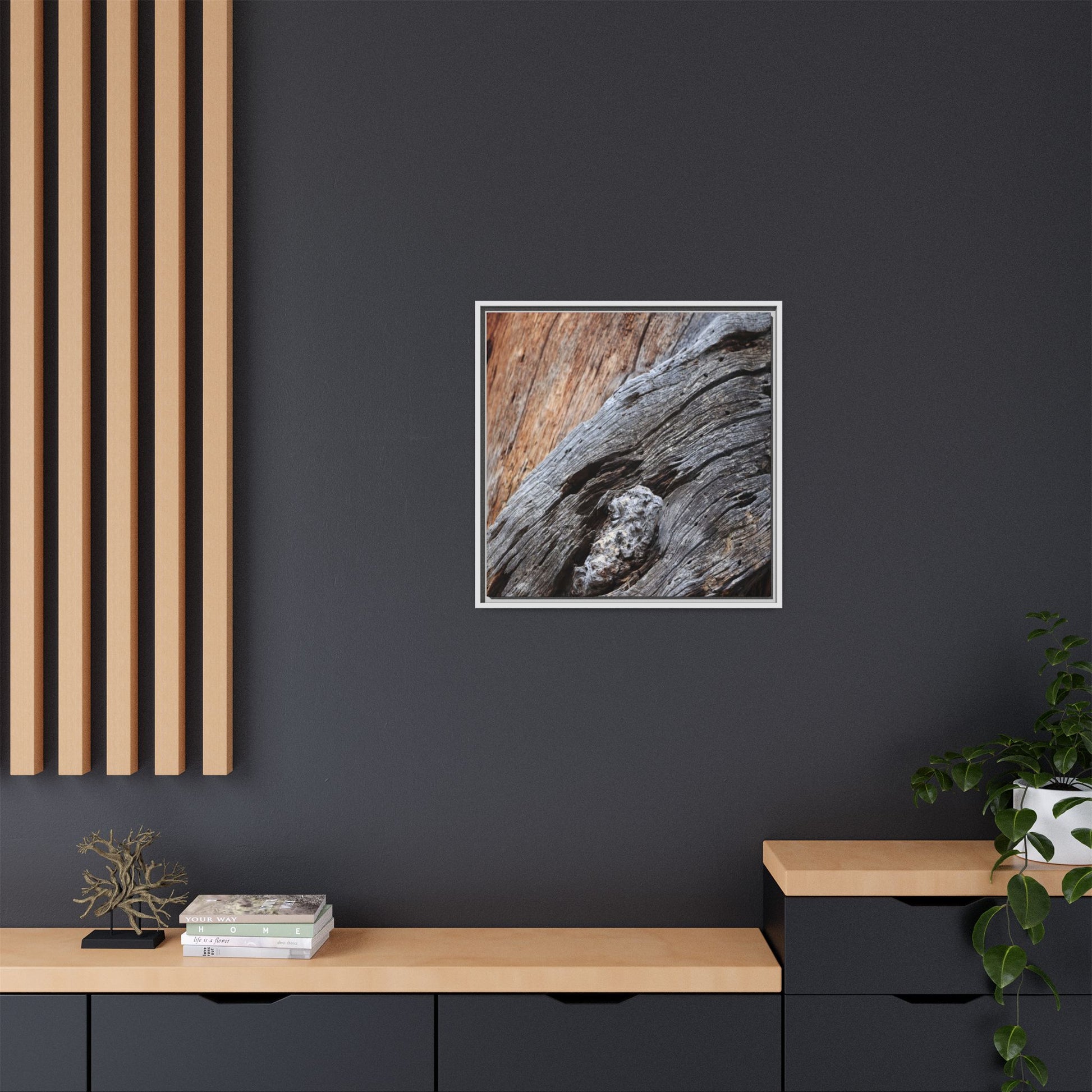 Time's Mark on Timber - Unique Stretched Canvas Wall Art - Art By Earth