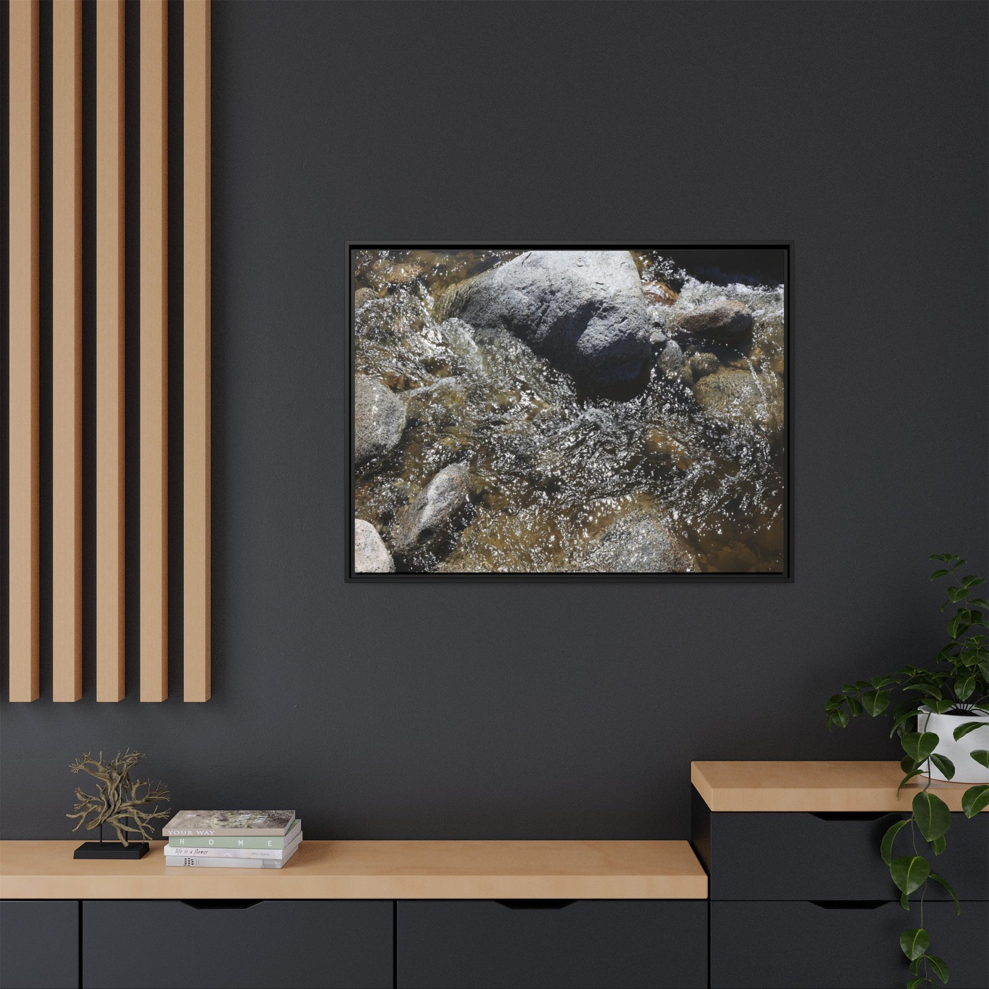 Water's Dance Over Stone - Unique Stretched Canvas Wall Art - Art By Earth