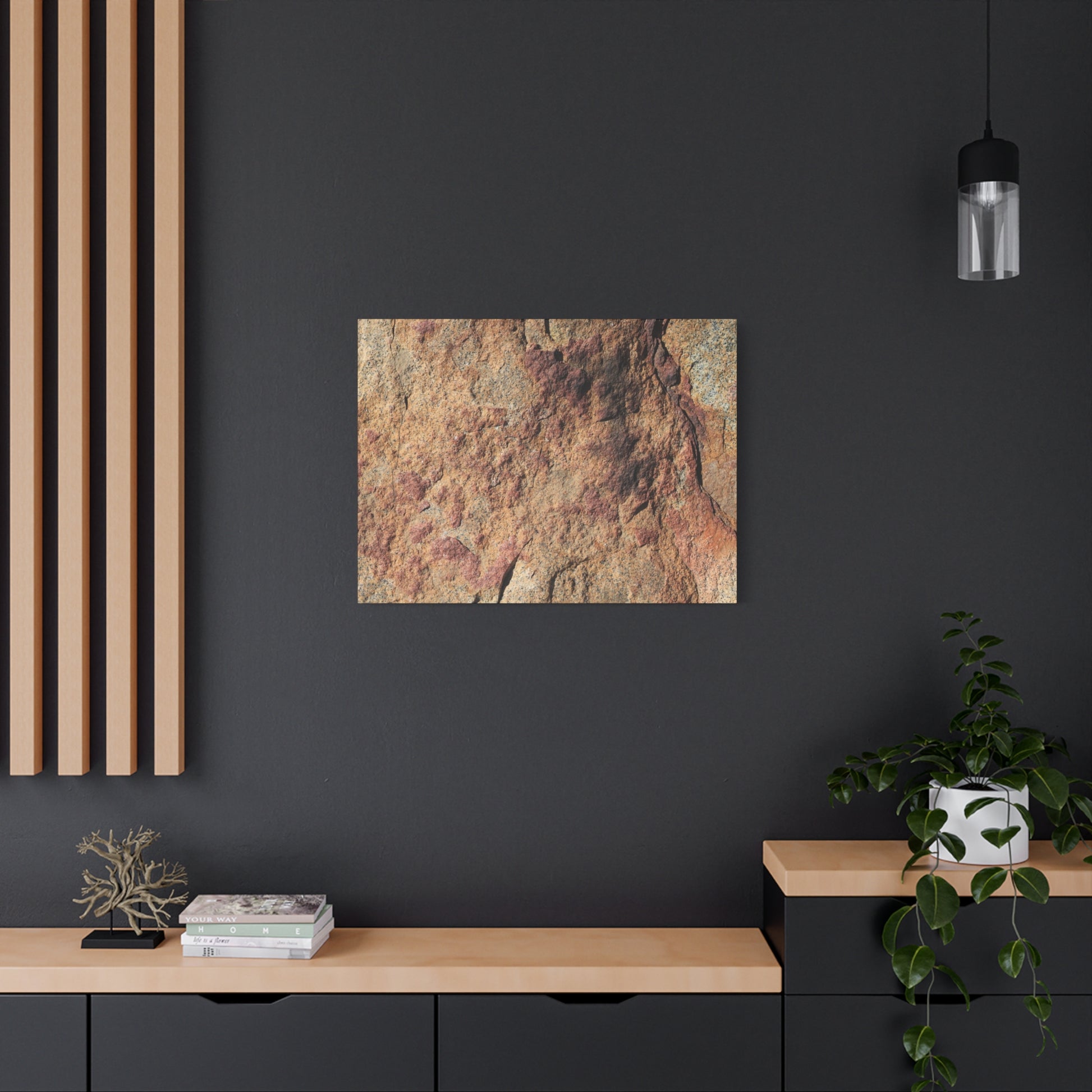Lithic Veins of Ember - Unique Frameless Canvas Wall Art - Art By Earth