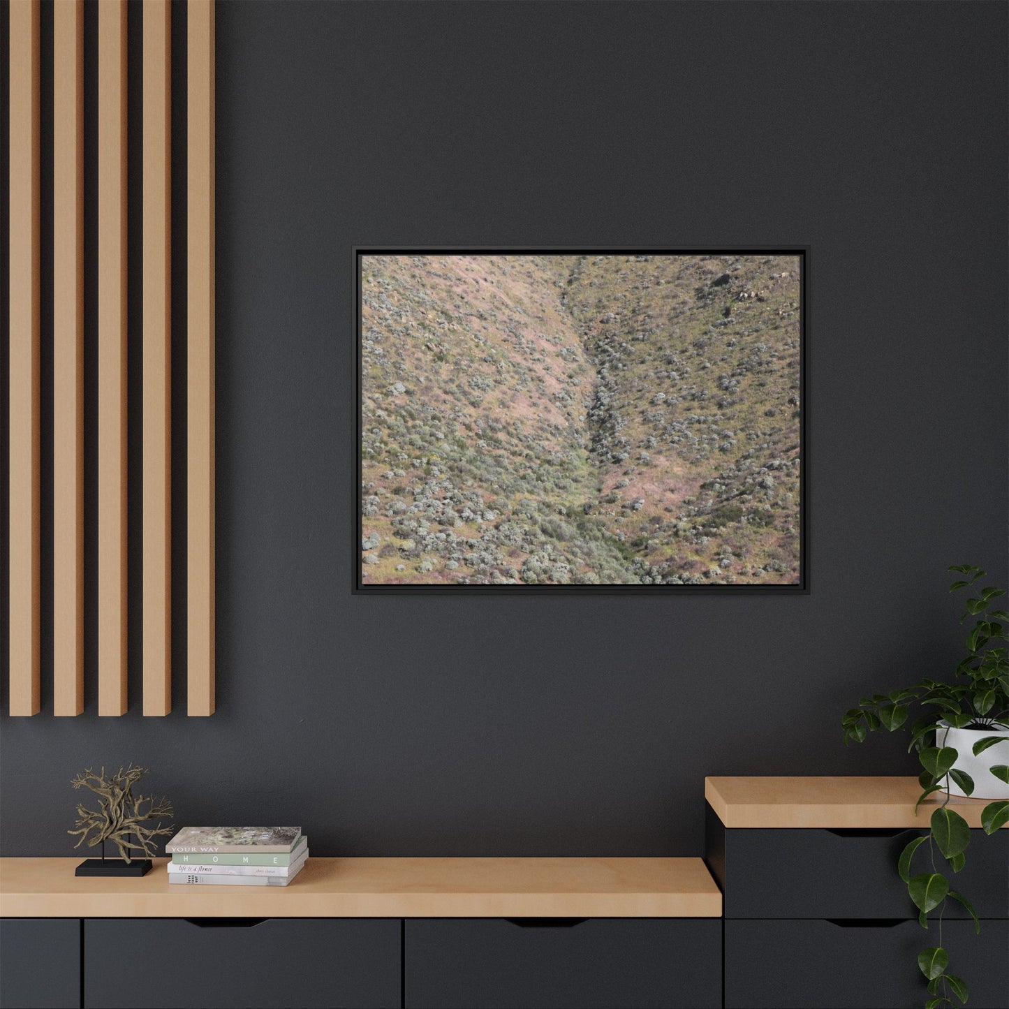 Mountain Slope with Desert Vegetation - Unique Stretched Canvas Wall Art - Art By Earth