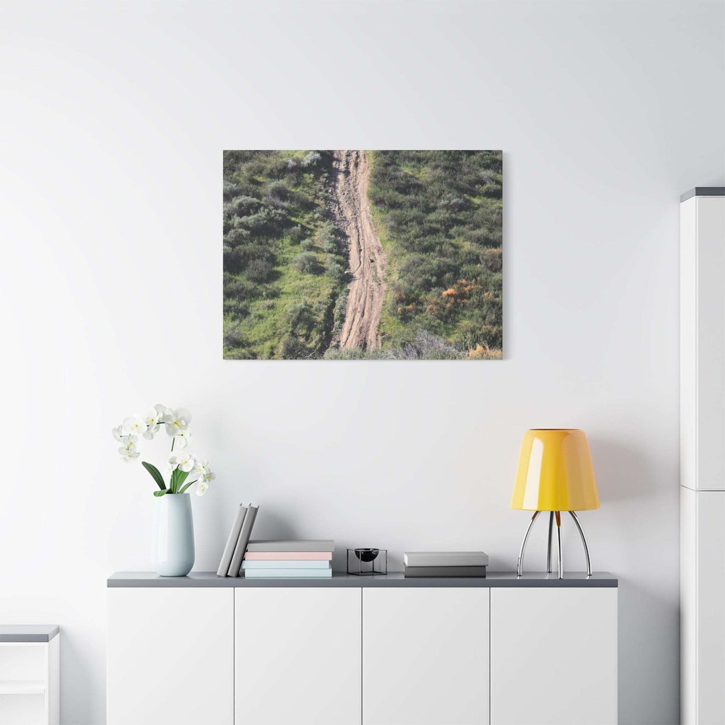 Straight Road Cutting Through Wilderness - Unique Frameless Canvas Wall Art - Art By Earth