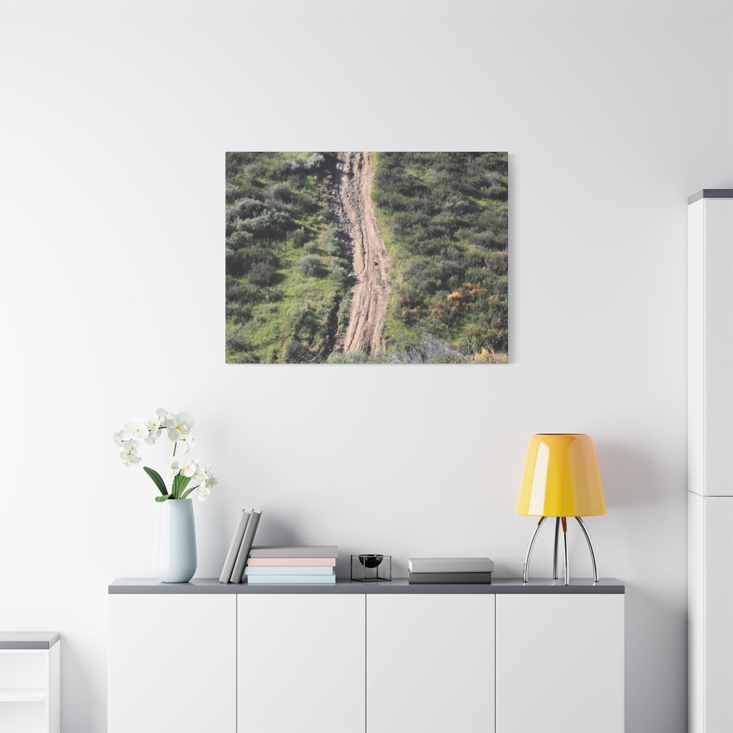 Straight Road Cutting Through Wilderness - Unique Frameless Canvas Wall Art - Art By Earth