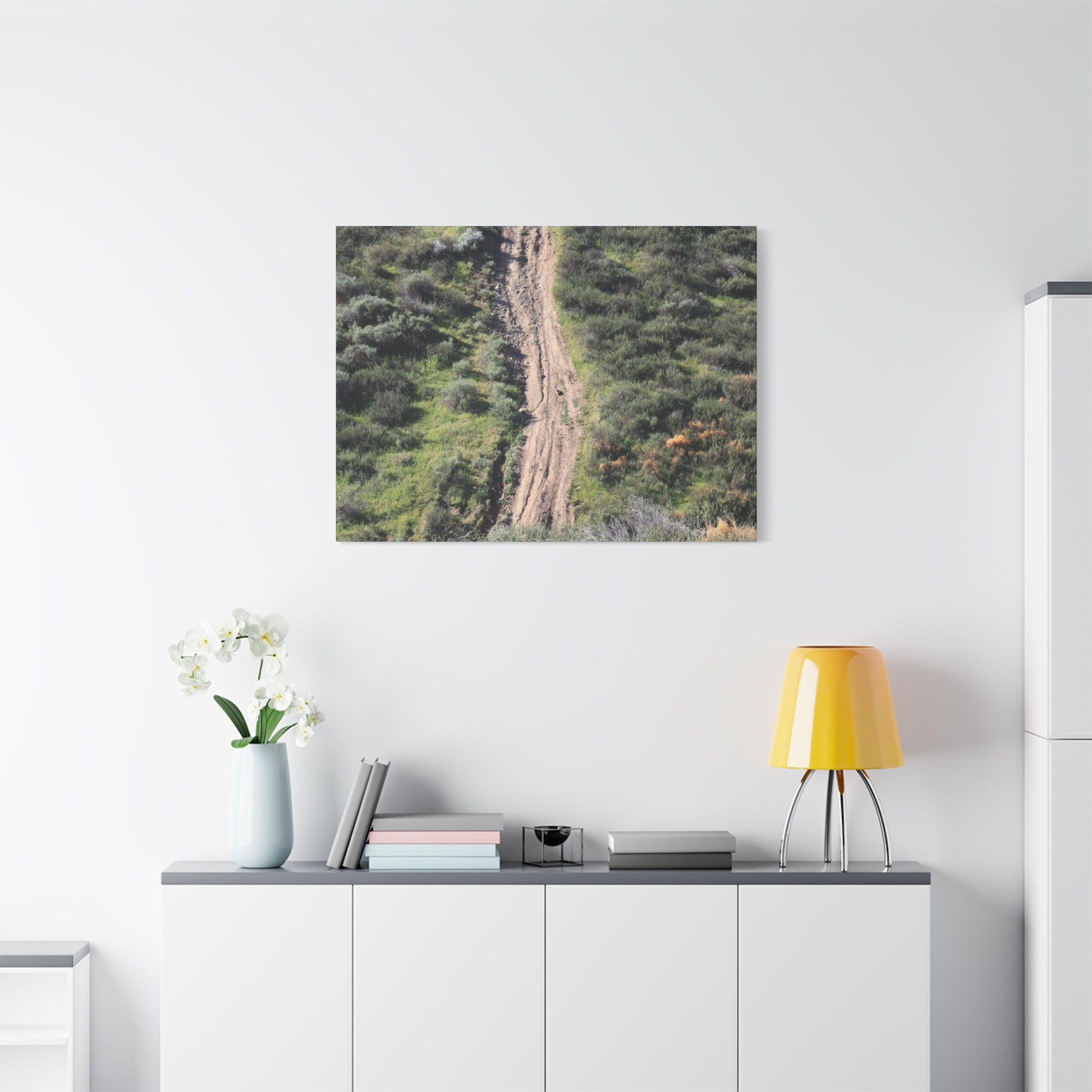 Straight Road Cutting Through Wilderness - Unique Frameless Canvas Wall Art - Art By Earth