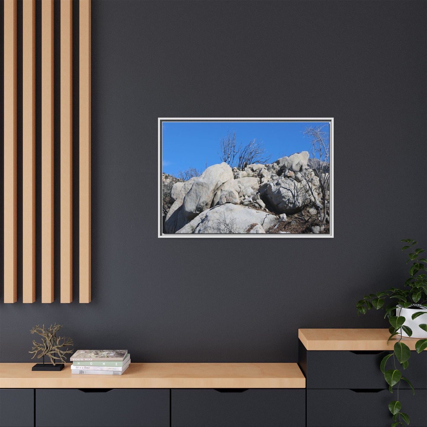 Barren Landscape with Boulder Formations - Unique Stretched Canvas Wall Art - Art By Earth