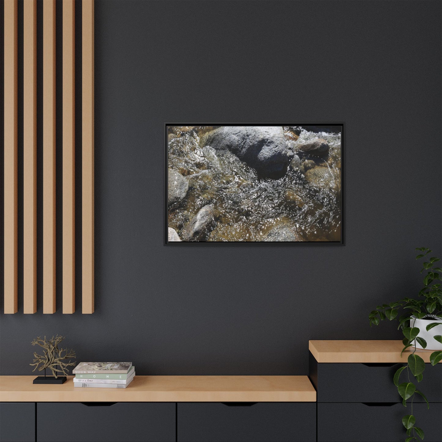 Water's Dance Over Stone - Unique Stretched Canvas Wall Art - Art By Earth