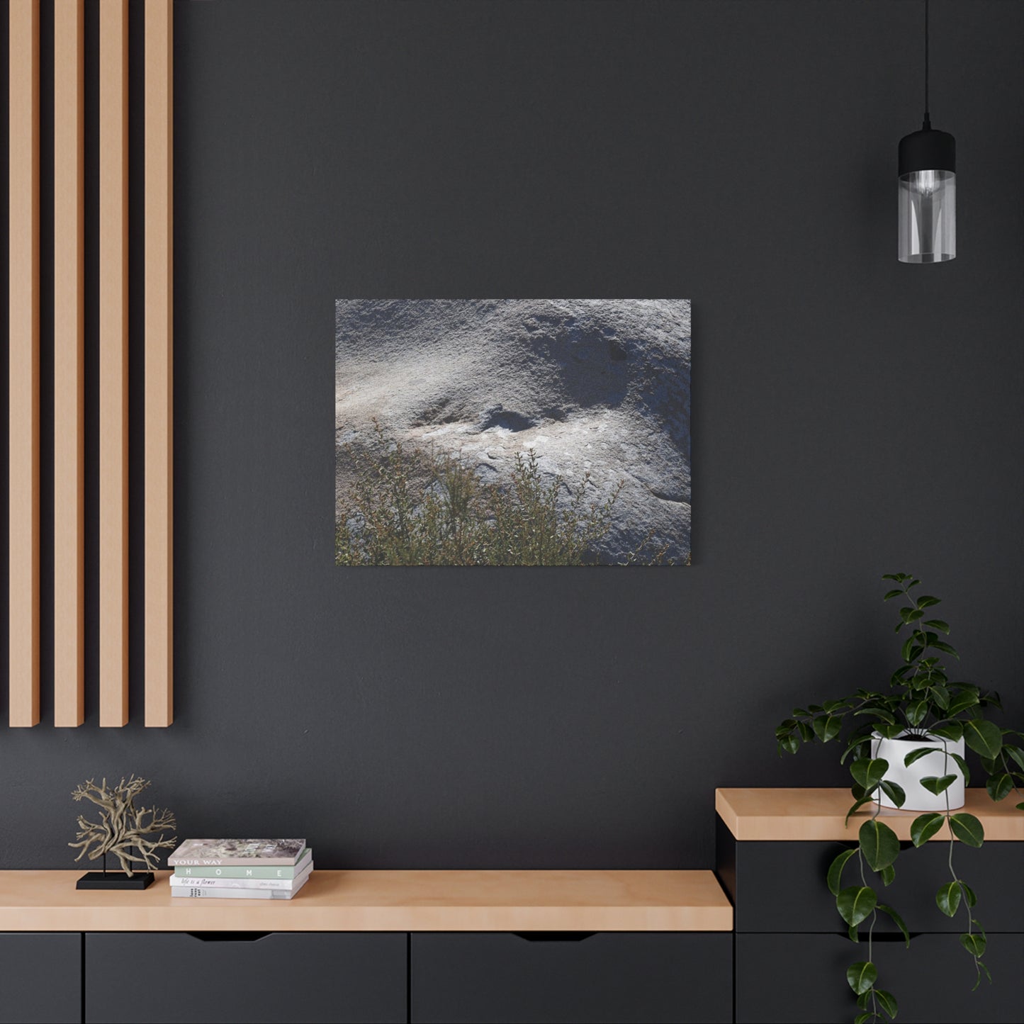 Stone Face in Nature - Unique Frameless Canvas Wall Art
