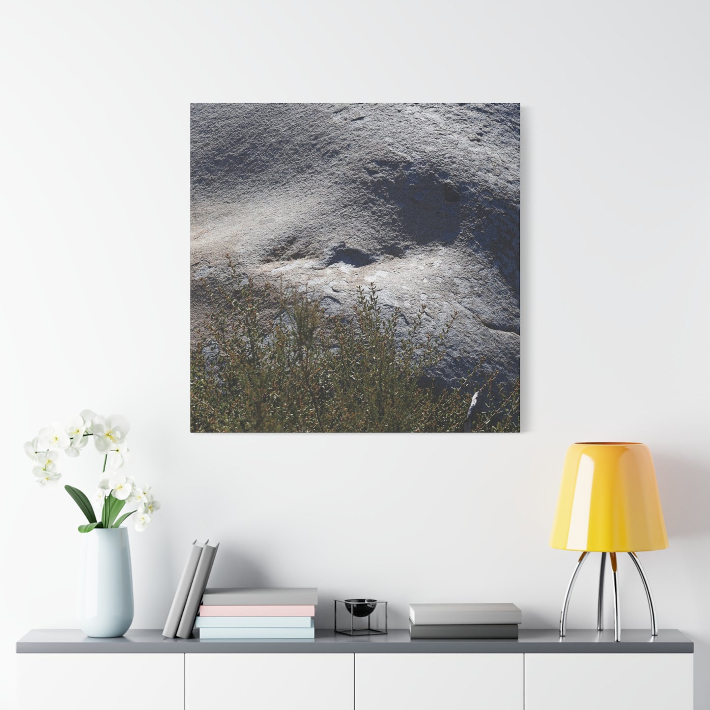Stone Face in Nature - Unique Frameless Canvas Wall Art