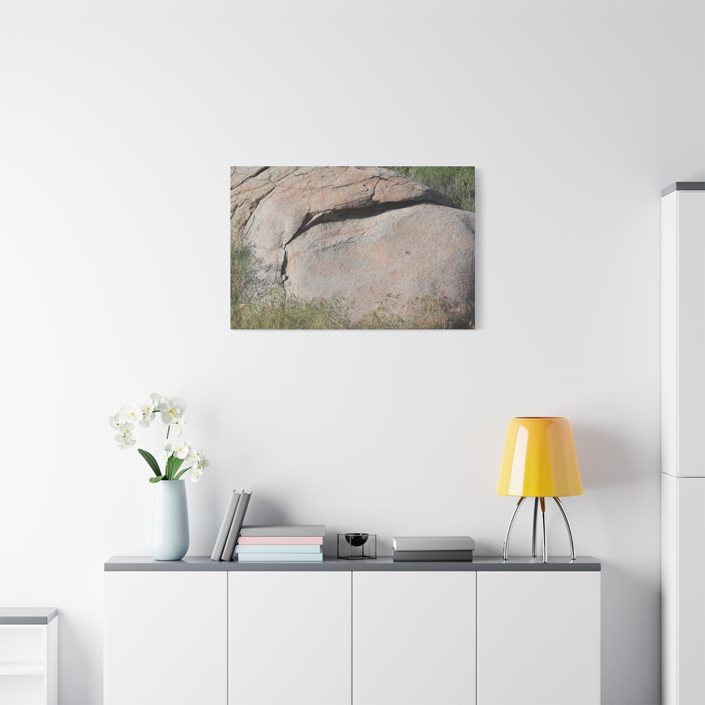 Granite Boulder in Desert Scrub - Unique Frameless Canvas Wall Art - Art By Earth