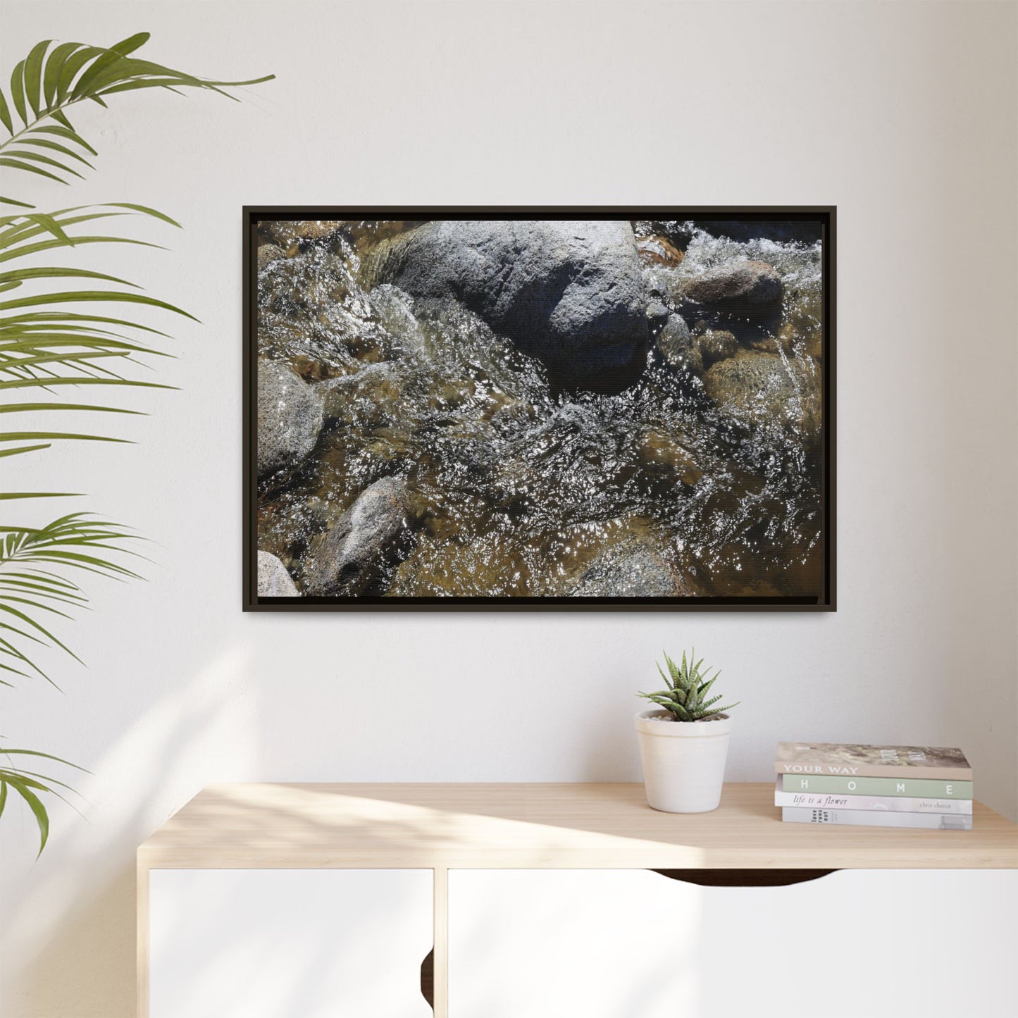 Water's Dance Over Stone - Unique Stretched Canvas Wall Art - Art By Earth