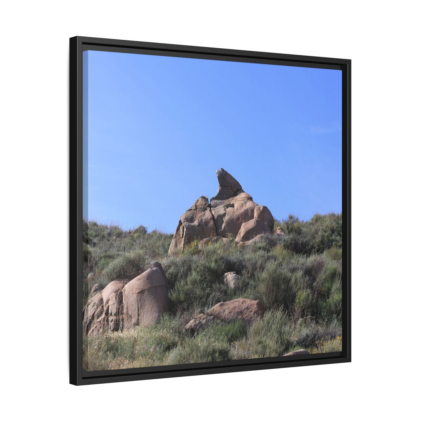 Sagebrush Landscape with Boulder Outcrop - Unique Stretched Canvas Wall Art - Art By Earth