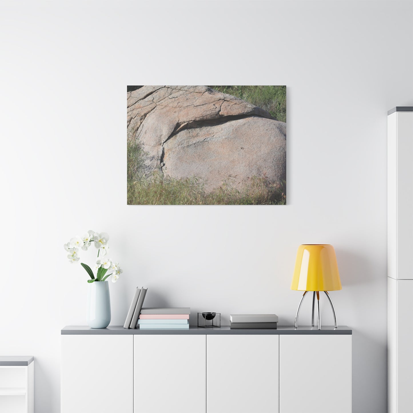 Granite Boulder in Desert Scrub - Unique Frameless Canvas Wall Art - Art By Earth