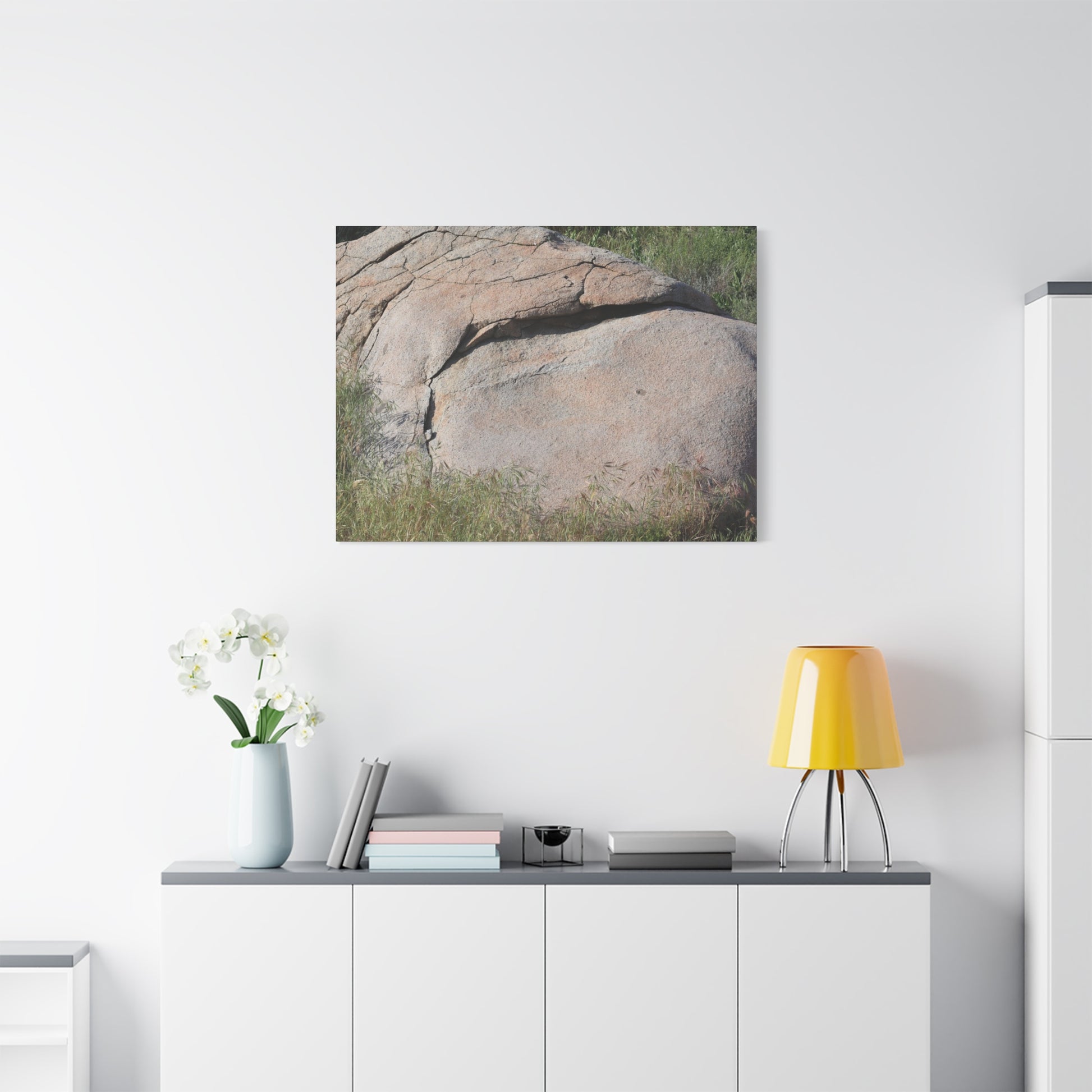 Granite Boulder in Desert Scrub - Unique Frameless Canvas Wall Art - Art By Earth