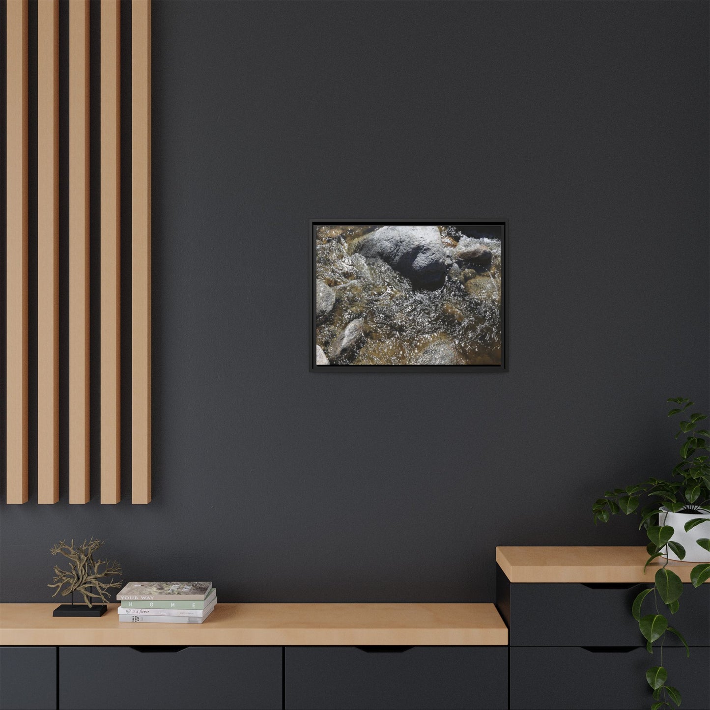 Water's Dance Over Stone - Unique Stretched Canvas Wall Art - Art By Earth