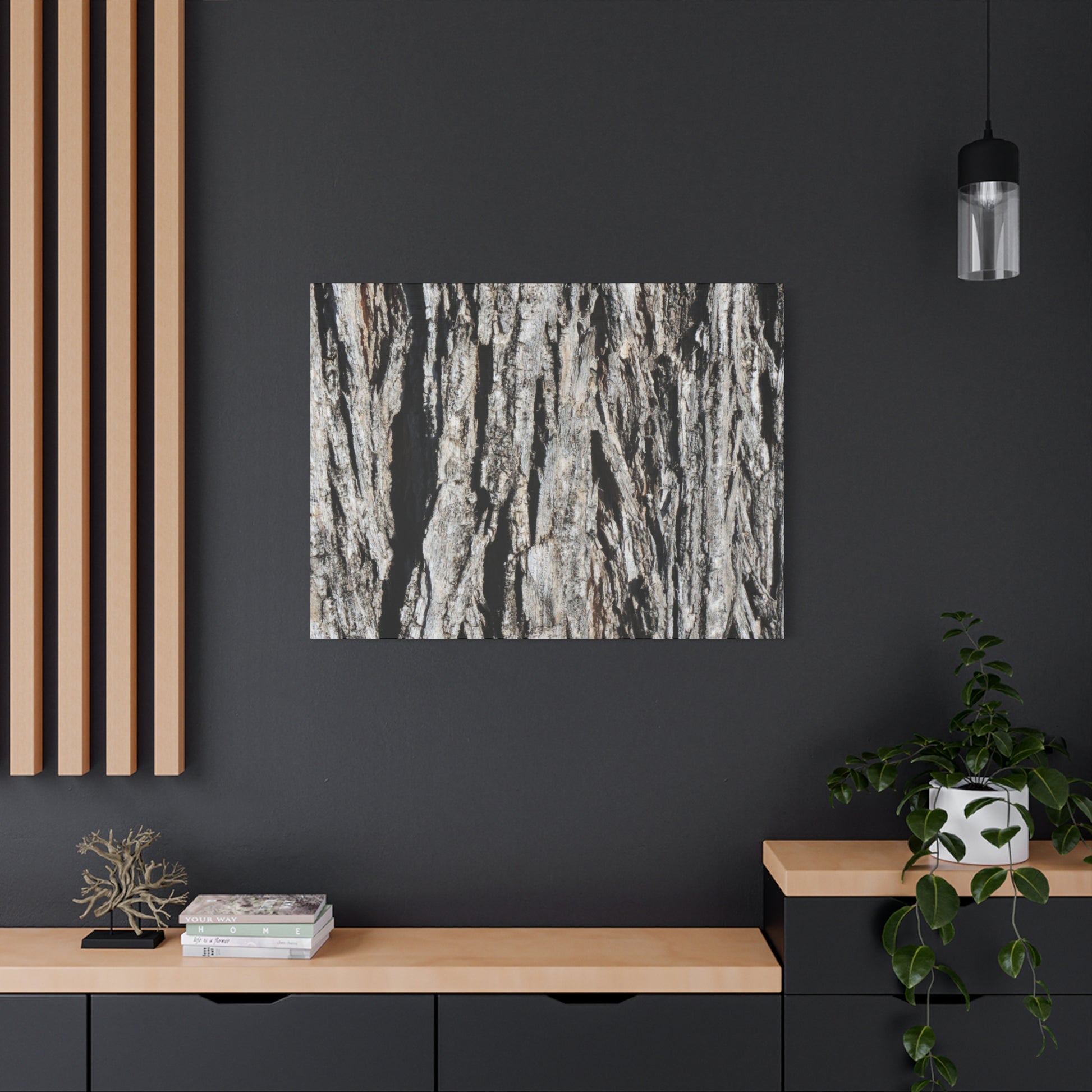 Bark Layers in Monochrome - Unique Frameless Canvas Wall Art - Art By Earth