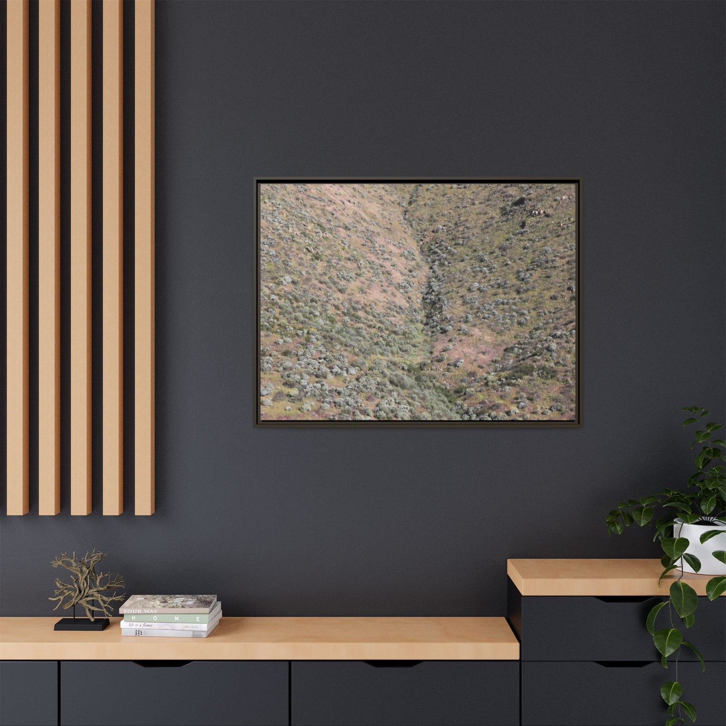 Mountain Slope with Desert Vegetation - Unique Stretched Canvas Wall Art - Art By Earth