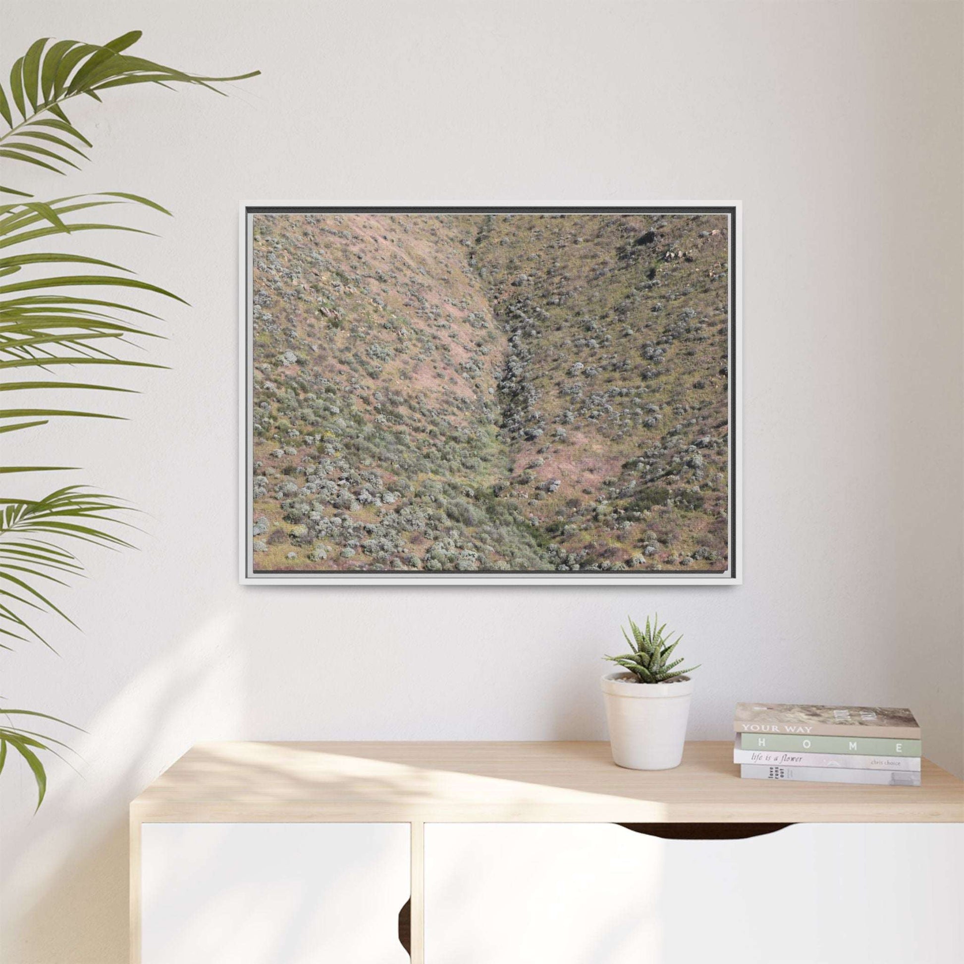 Mountain Slope with Desert Vegetation - Unique Stretched Canvas Wall Art - Art By Earth