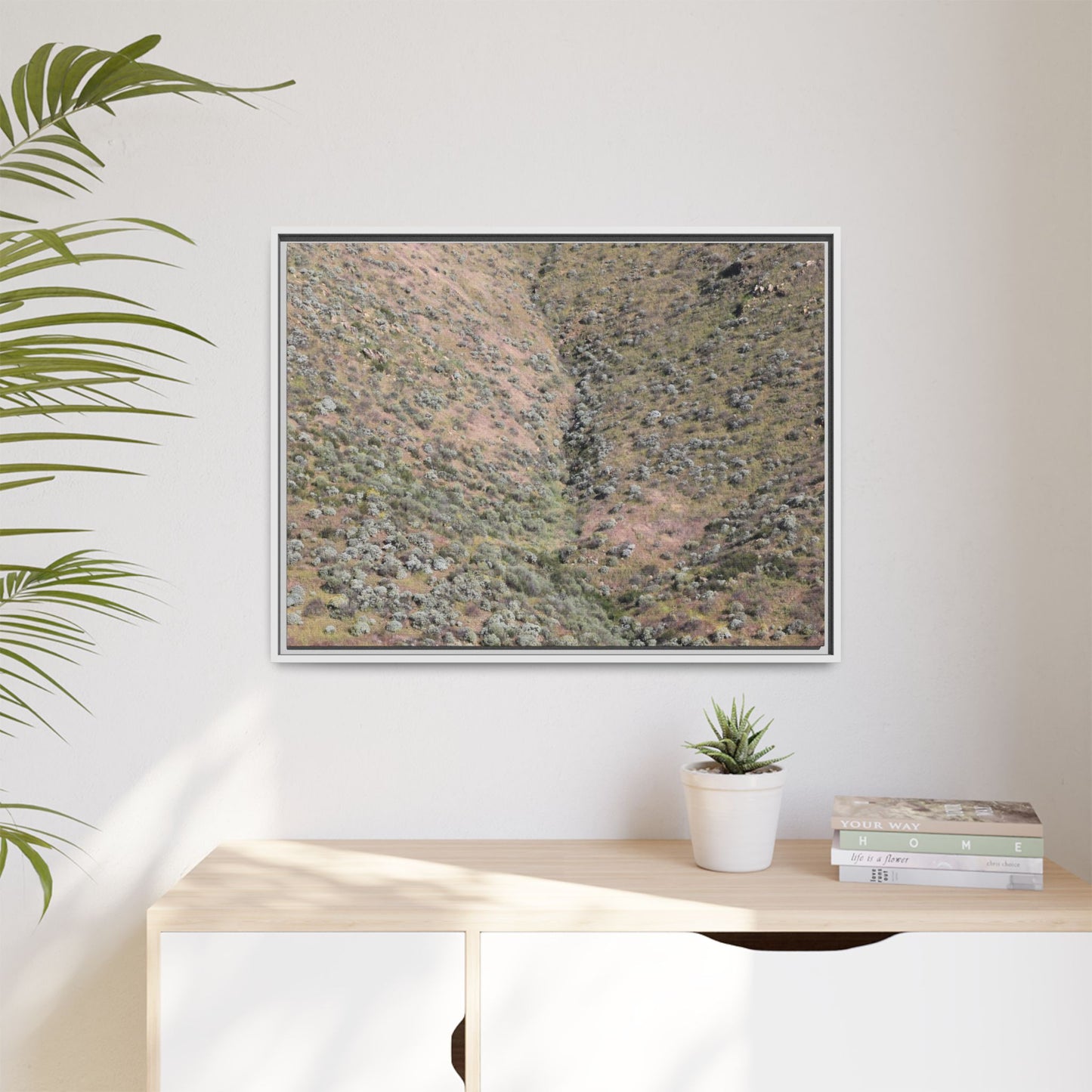Mountain Slope with Desert Vegetation - Unique Stretched Canvas Wall Art - Art By Earth