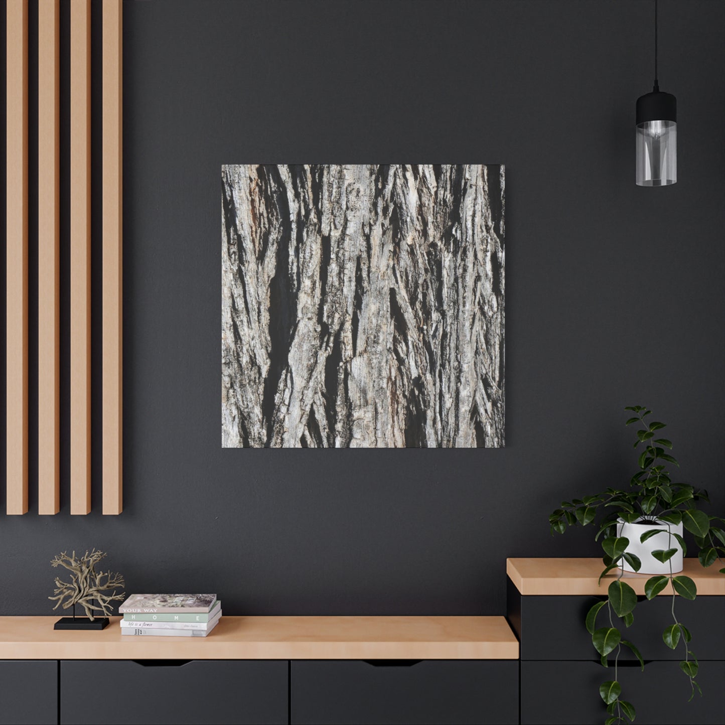 Bark Layers in Monochrome - Unique Frameless Canvas Wall Art - Art By Earth