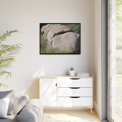 Stone Head Emerging from Earth - Unique Stretched Canvas Wall Art - Art By Earth