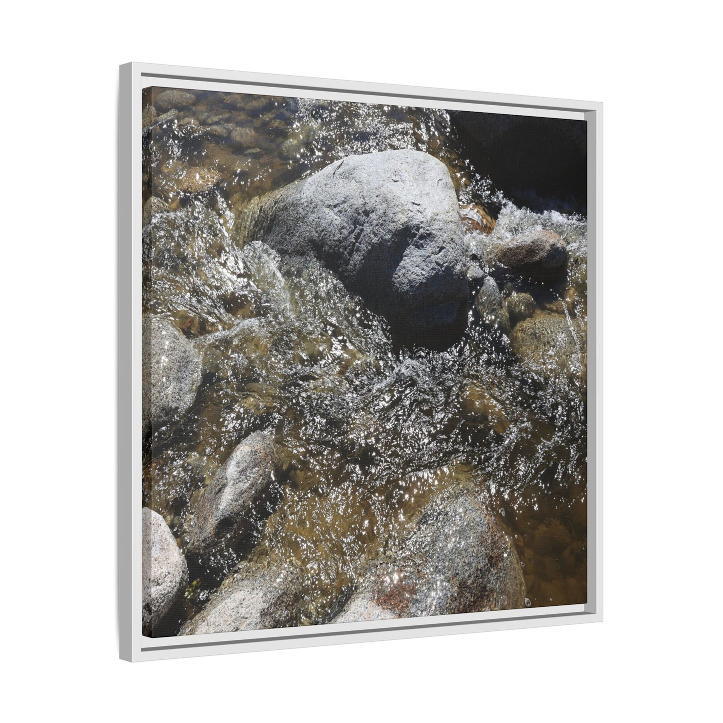 Water's Dance Over Stone - Unique Stretched Canvas Wall Art - Art By Earth