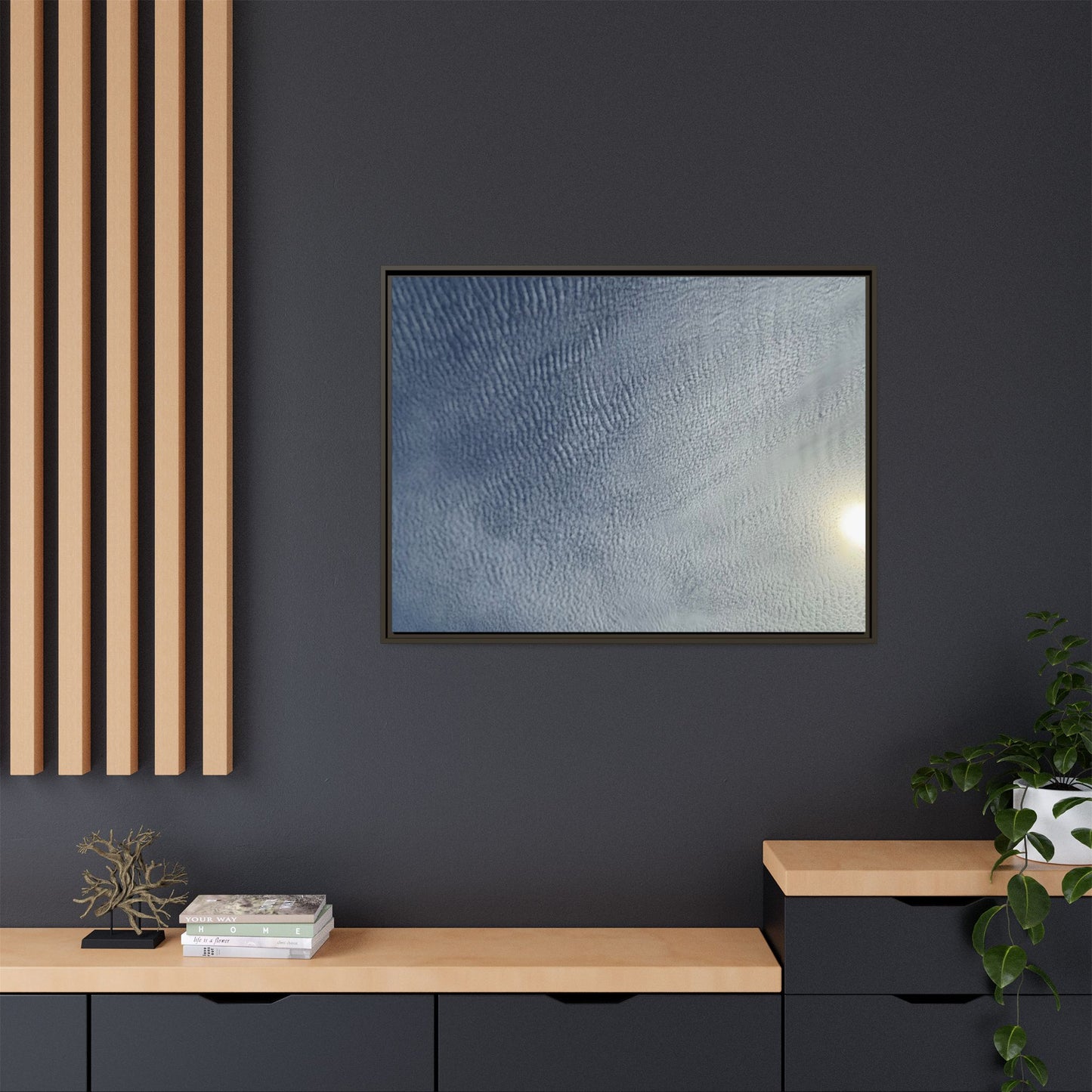 Undulating Whispers of Cerulean Stillness - Unique Stretched Canvas Wall Art - Art By Earth