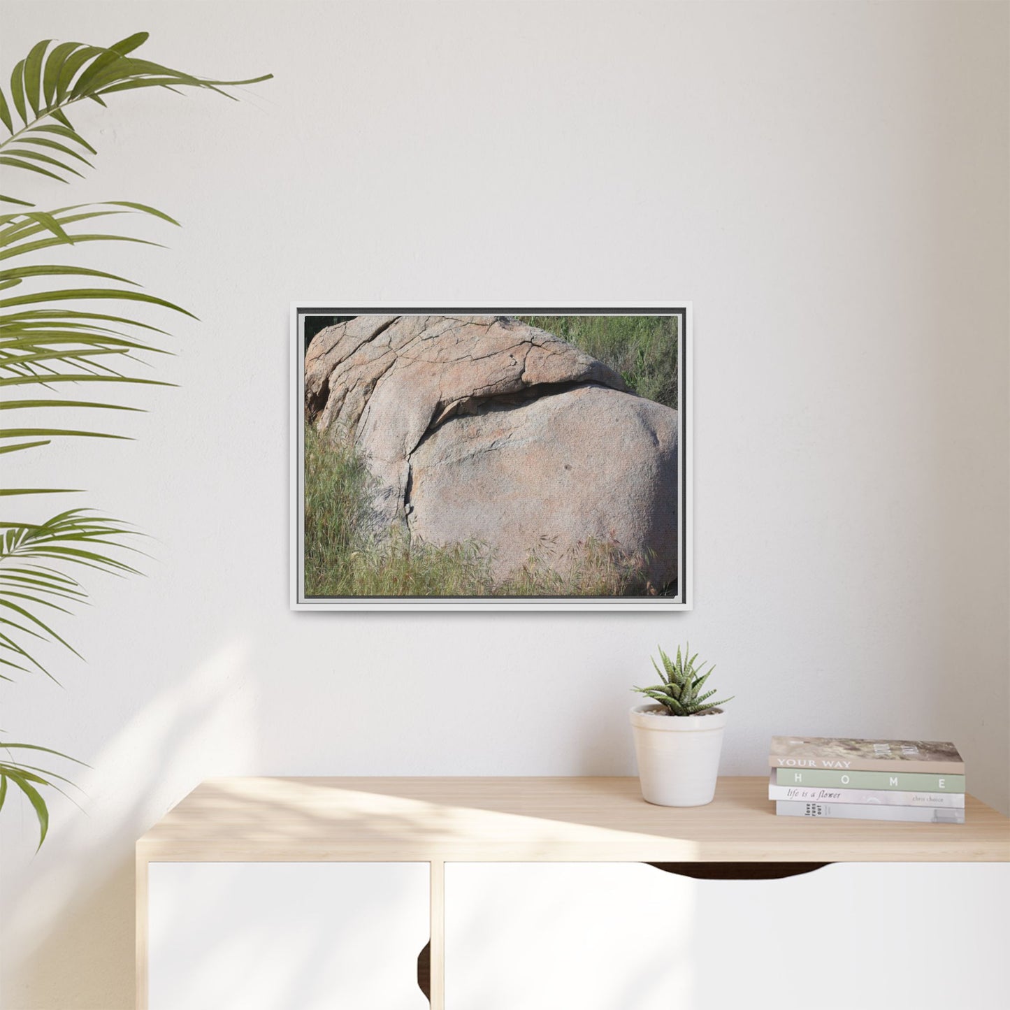 Stone Head Emerging from Earth - Unique Stretched Canvas Wall Art - Art By Earth