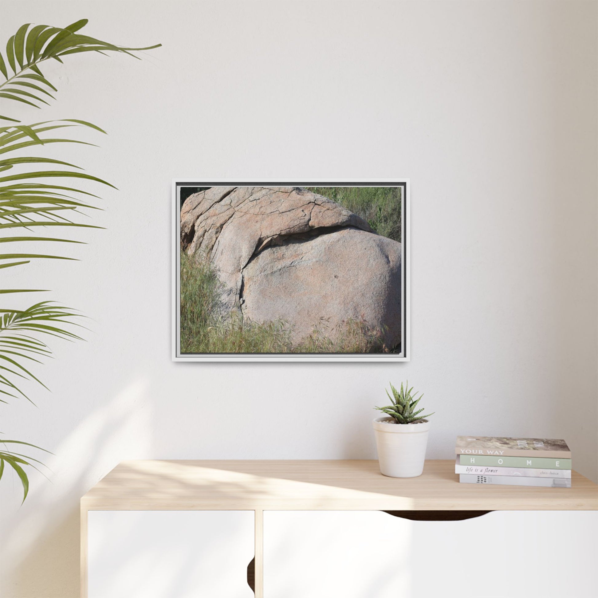 Stone Head Emerging from Earth - Unique Stretched Canvas Wall Art - Art By Earth