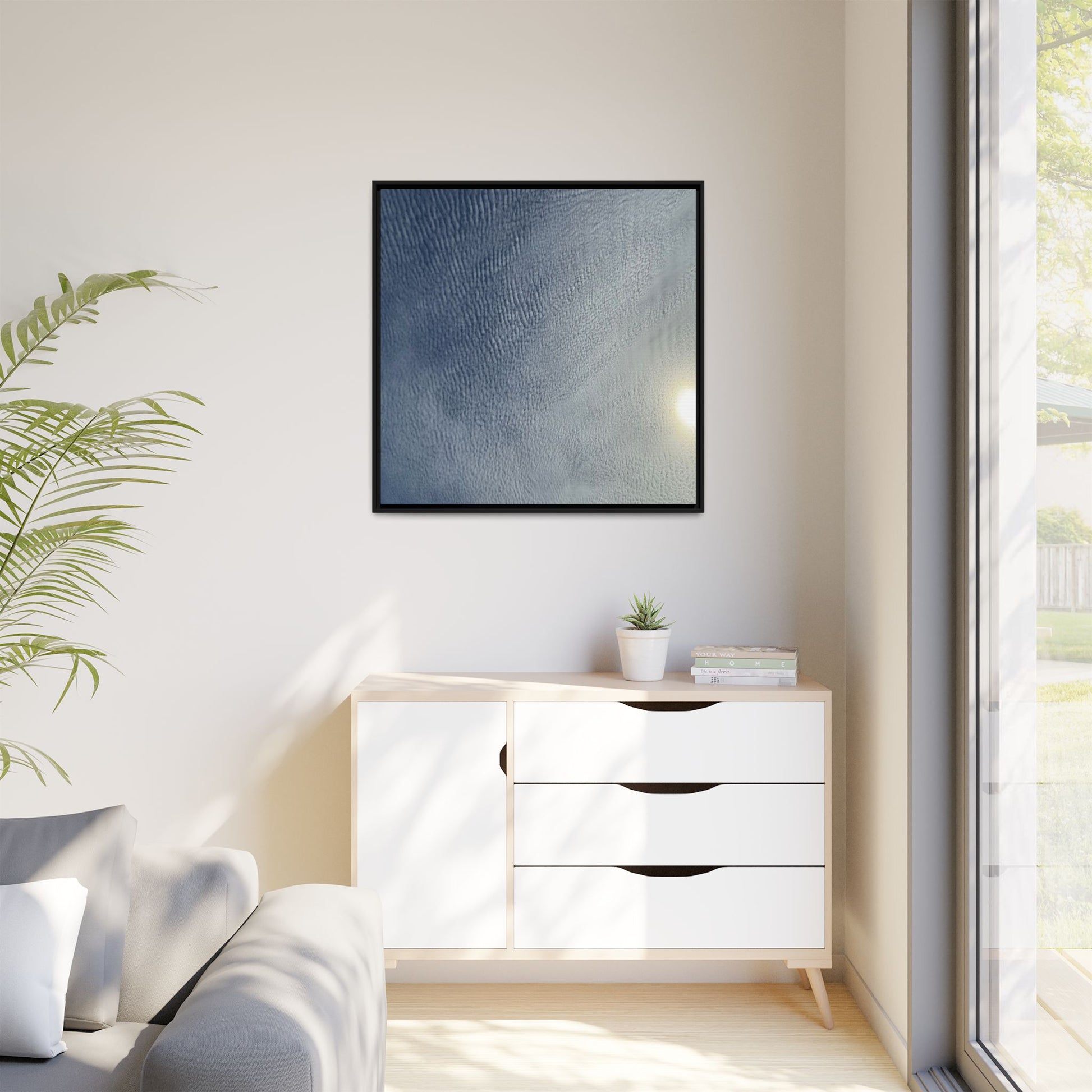 Undulating Whispers of Cerulean Stillness - Unique Stretched Canvas Wall Art - Art By Earth