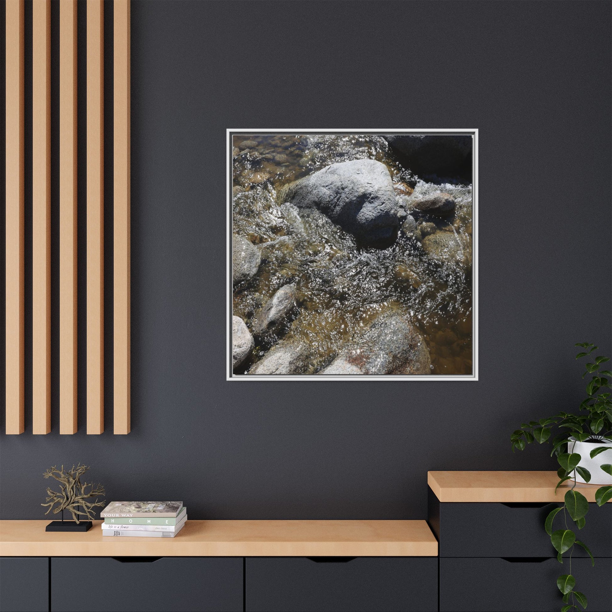 Water's Dance Over Stone - Unique Stretched Canvas Wall Art - Art By Earth