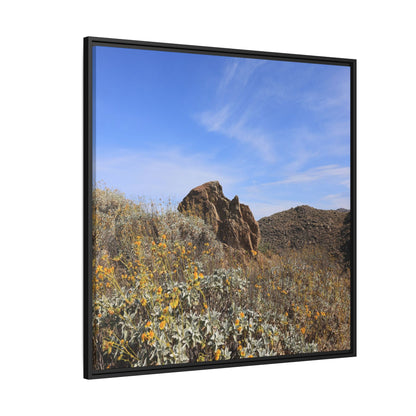 Golden Flowers in Arid Landscape - Unique Stretched Canvas Wall Art - Art By Earth