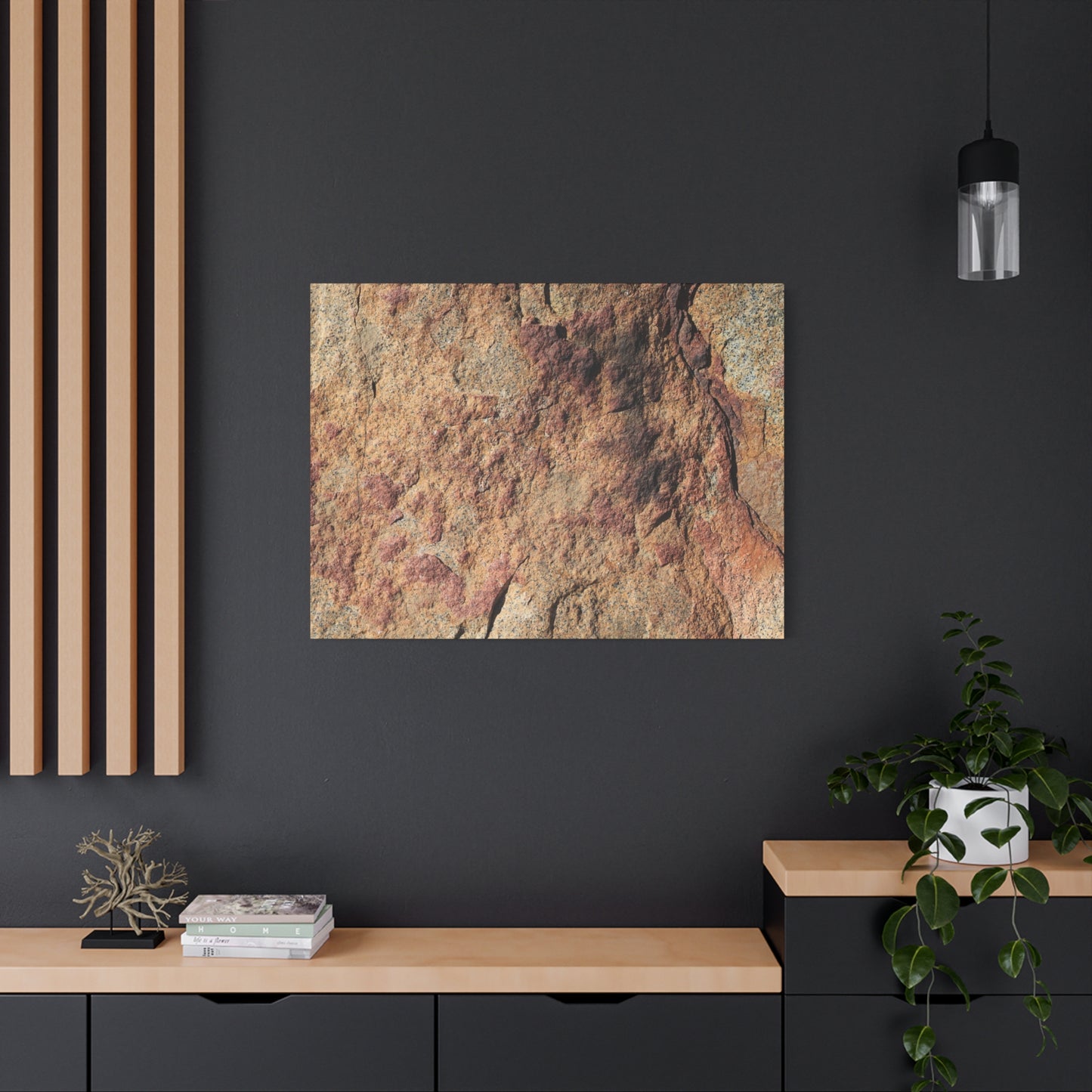 Lithic Veins of Ember - Unique Frameless Canvas Wall Art - Art By Earth