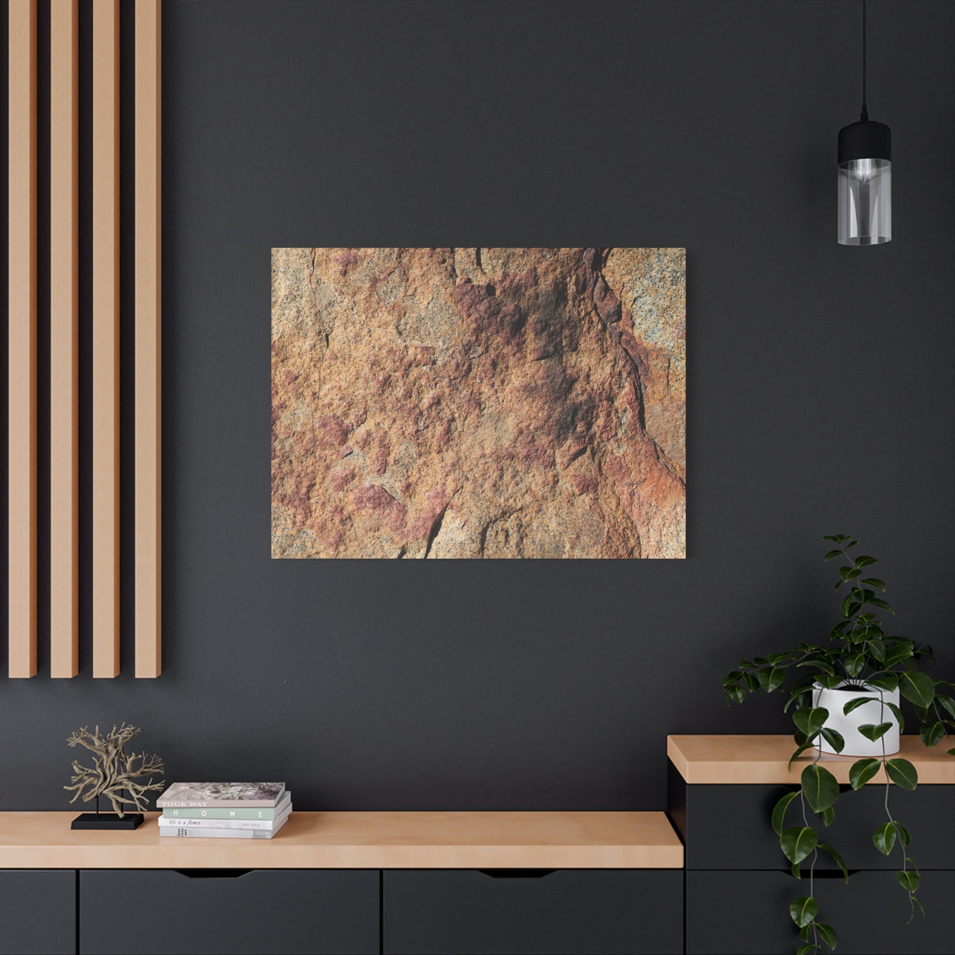 Lithic Veins of Ember - Unique Frameless Canvas Wall Art - Art By Earth