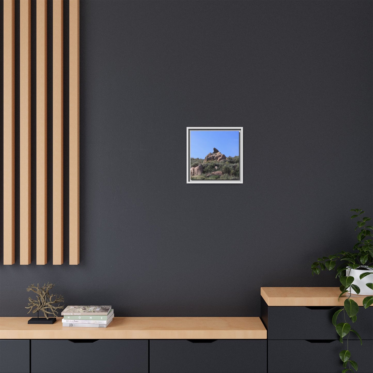 Sagebrush Landscape with Boulder Outcrop - Unique Stretched Canvas Wall Art - Art By Earth