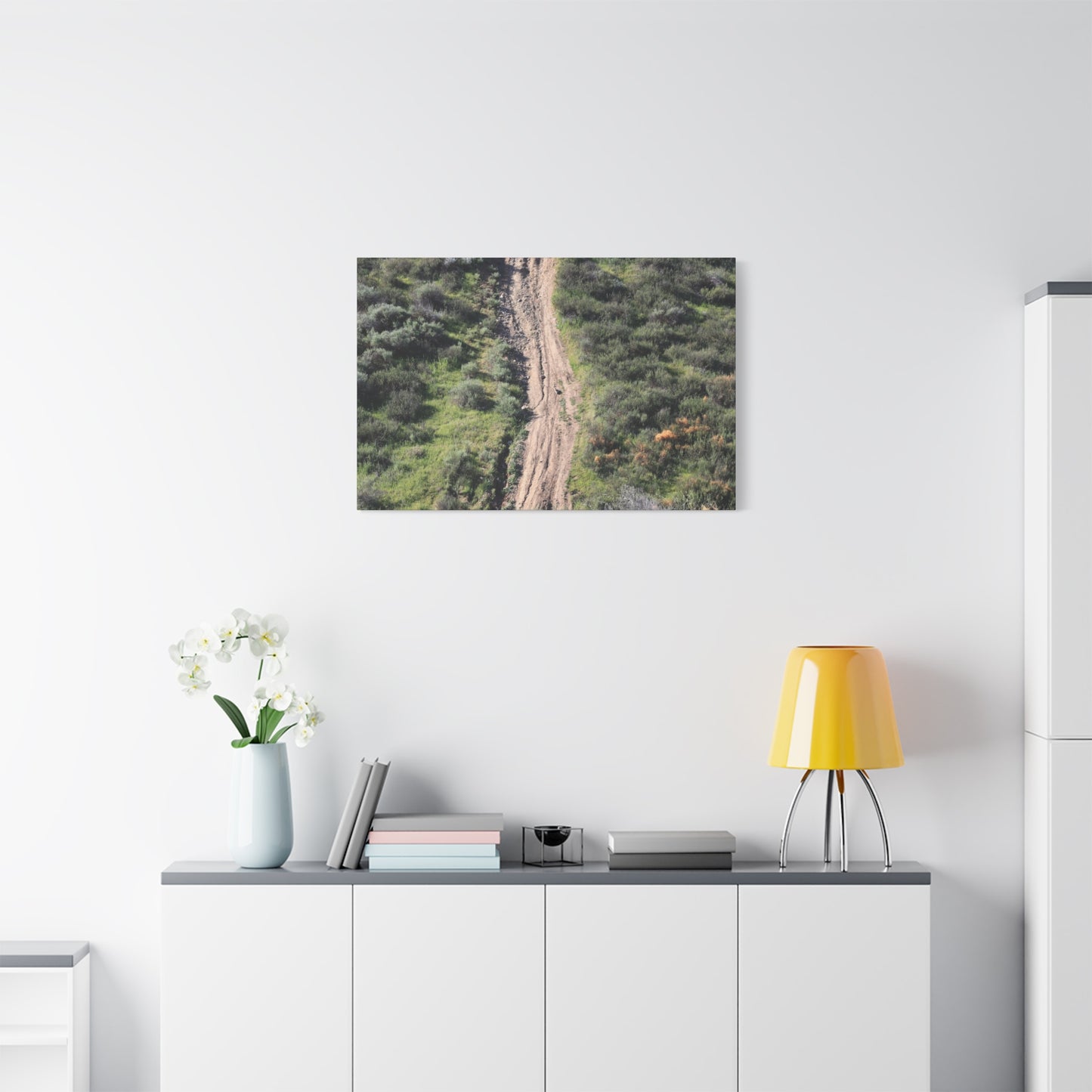 Straight Road Cutting Through Wilderness - Unique Frameless Canvas Wall Art - Art By Earth