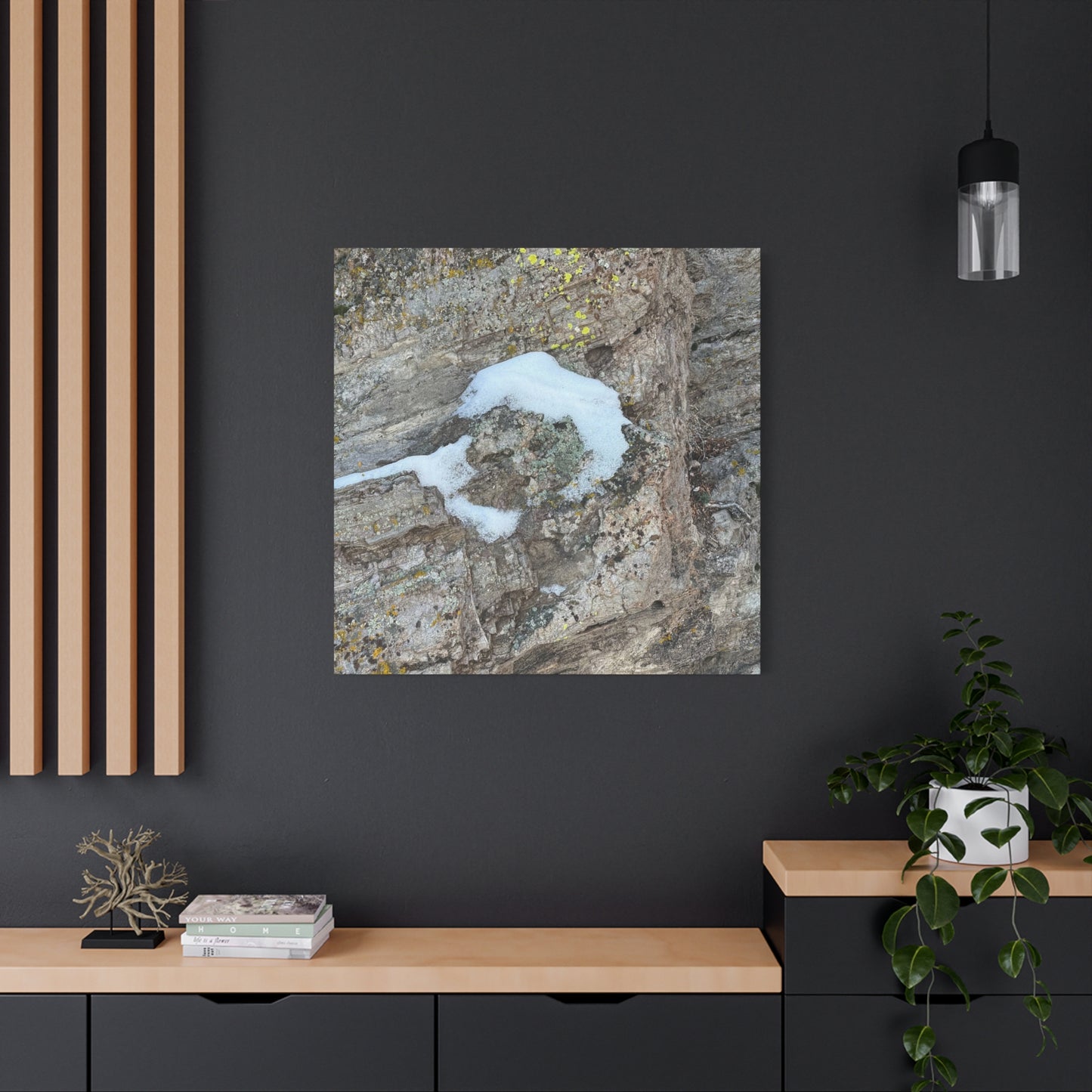 Snow on Stone - Unique Frameless Canvas Wall Art