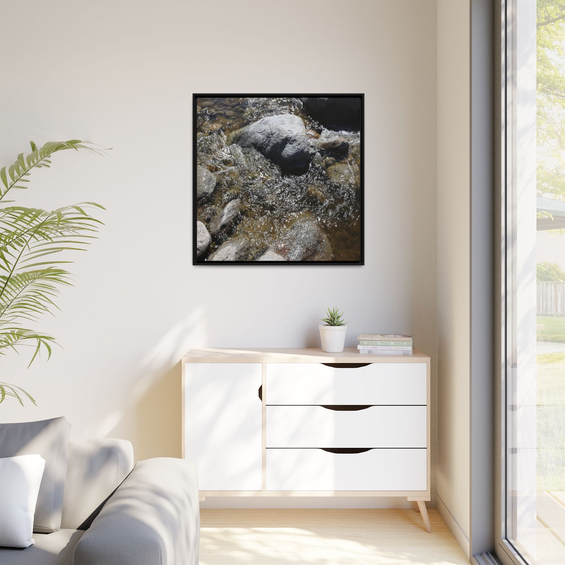 Water's Dance Over Stone - Unique Stretched Canvas Wall Art - Art By Earth