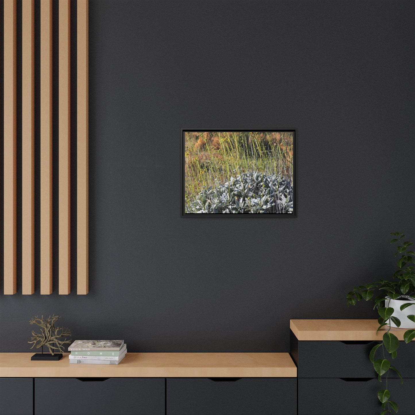 Arid Landscape with Yellow Flowers - Unique Stretched Canvas Wall Art - Art By Earth