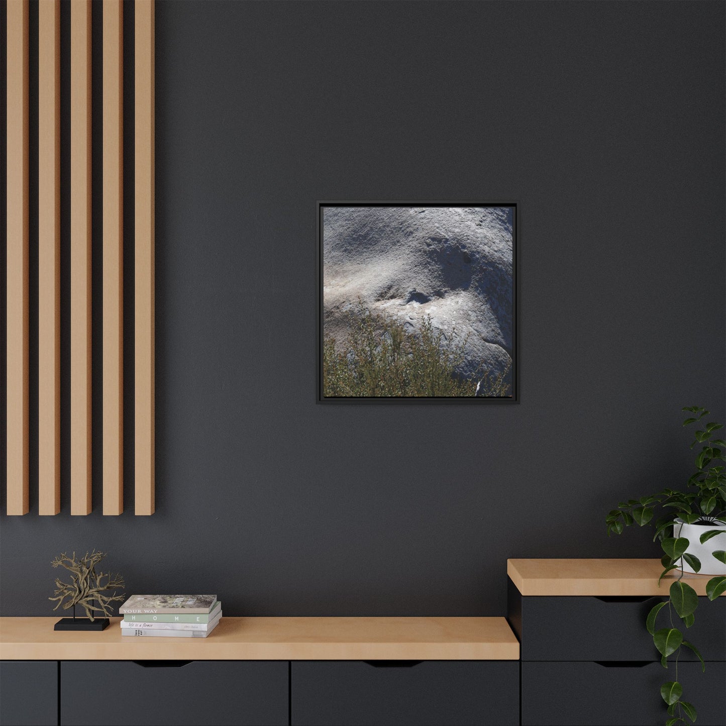 Weathered Boulder with Character - Unique Stretched Canvas Wall Art