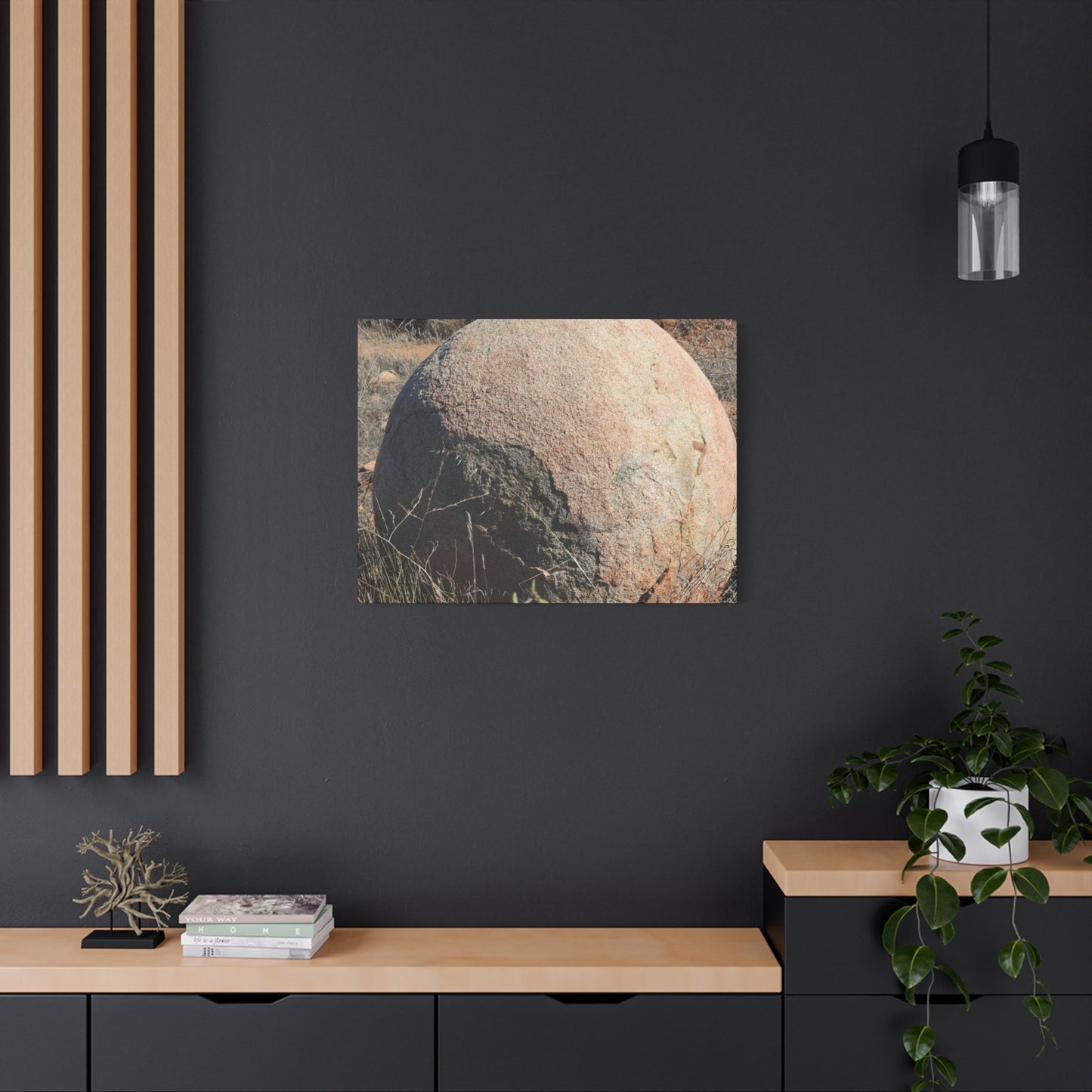 Spherical Stone at Rest - Unique Stretched Canvas Wall Art - Art By Earth