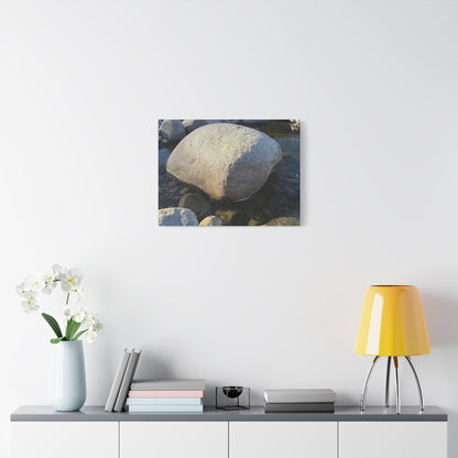 Boulder in Stream - Unique Frameless Canvas Wall Art - Art By Earth