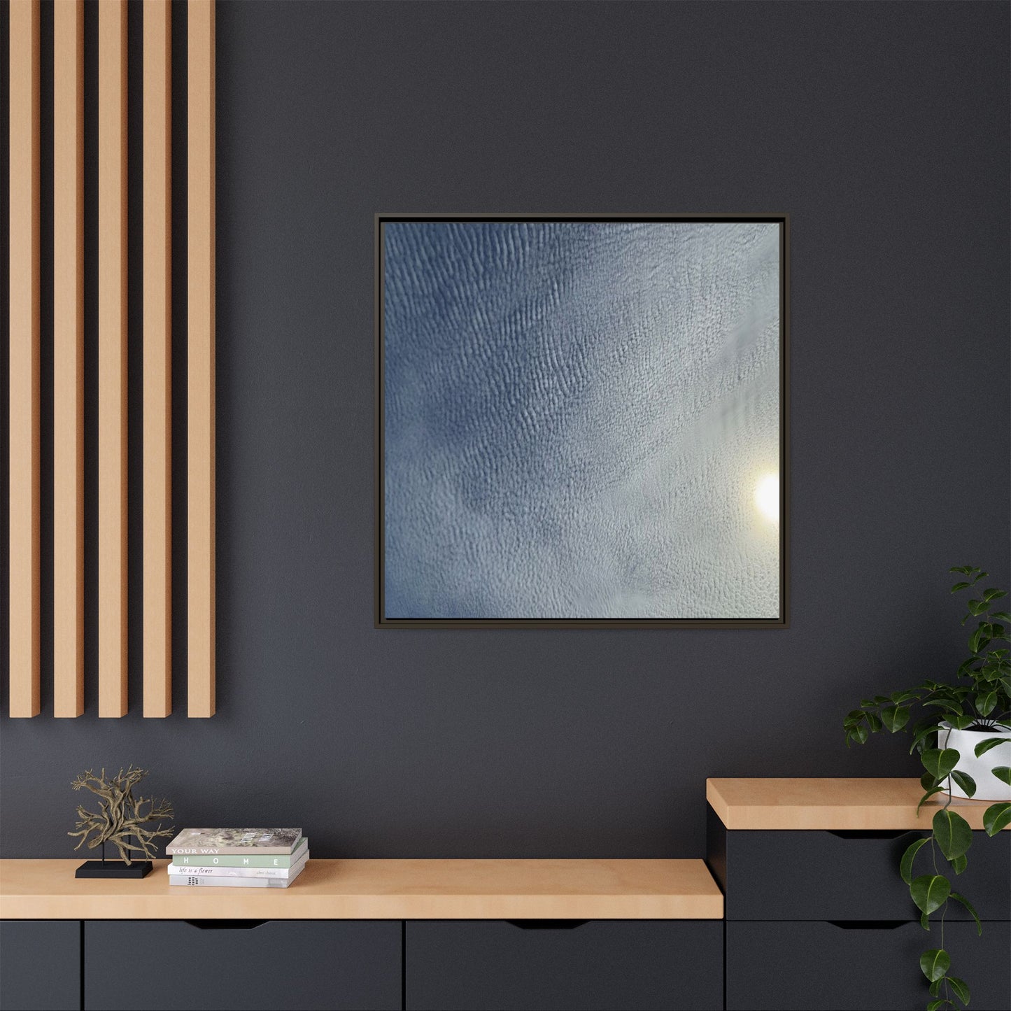 Undulating Whispers of Cerulean Stillness - Unique Stretched Canvas Wall Art - Art By Earth