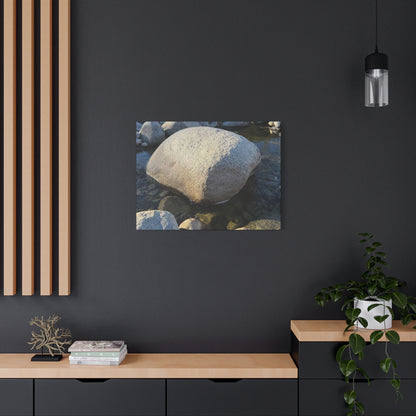Boulder in Stream - Unique Frameless Canvas Wall Art - Art By Earth