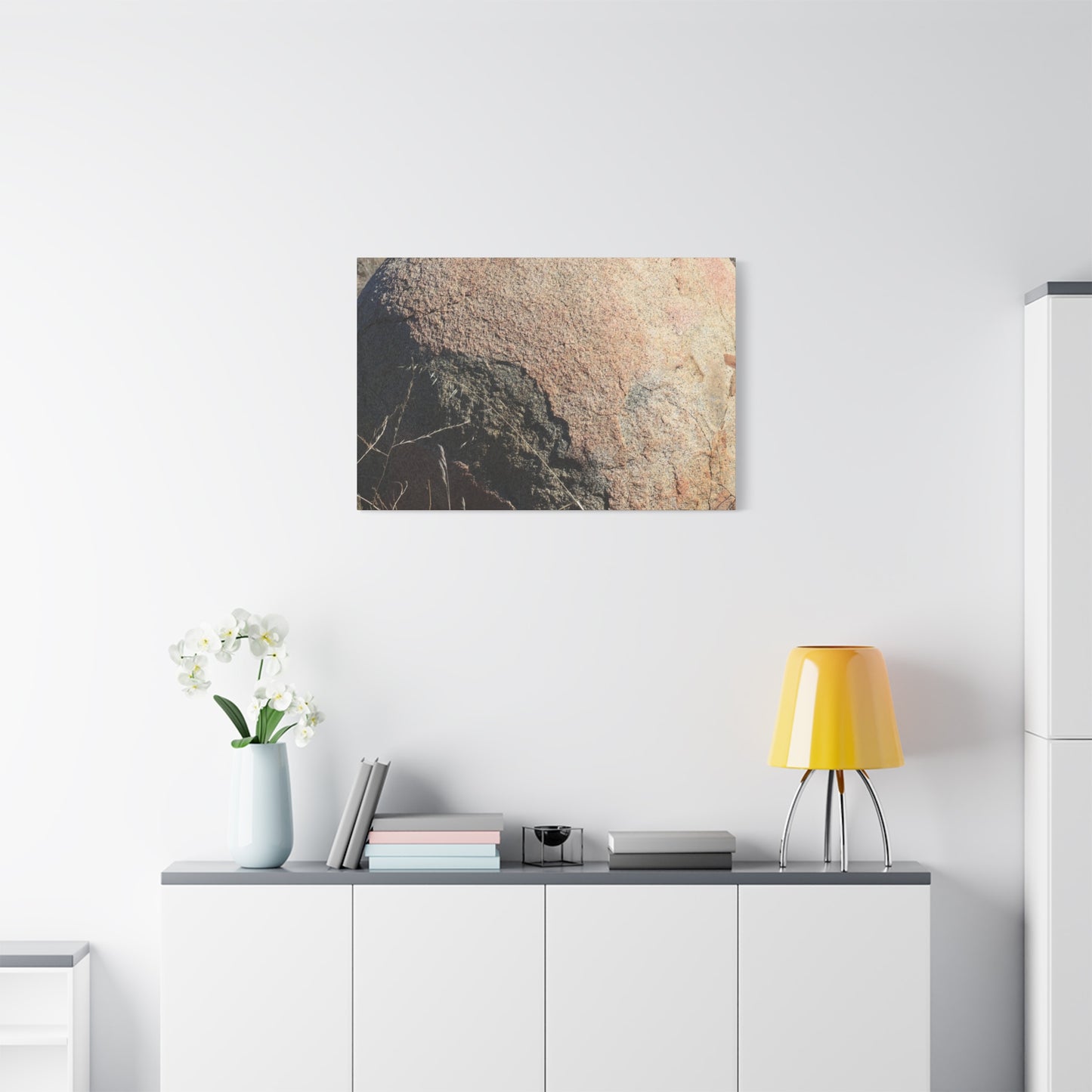 Stone Sphere in Arid Landscape - Unique Stretched Canvas Wall Art - Art By Earth