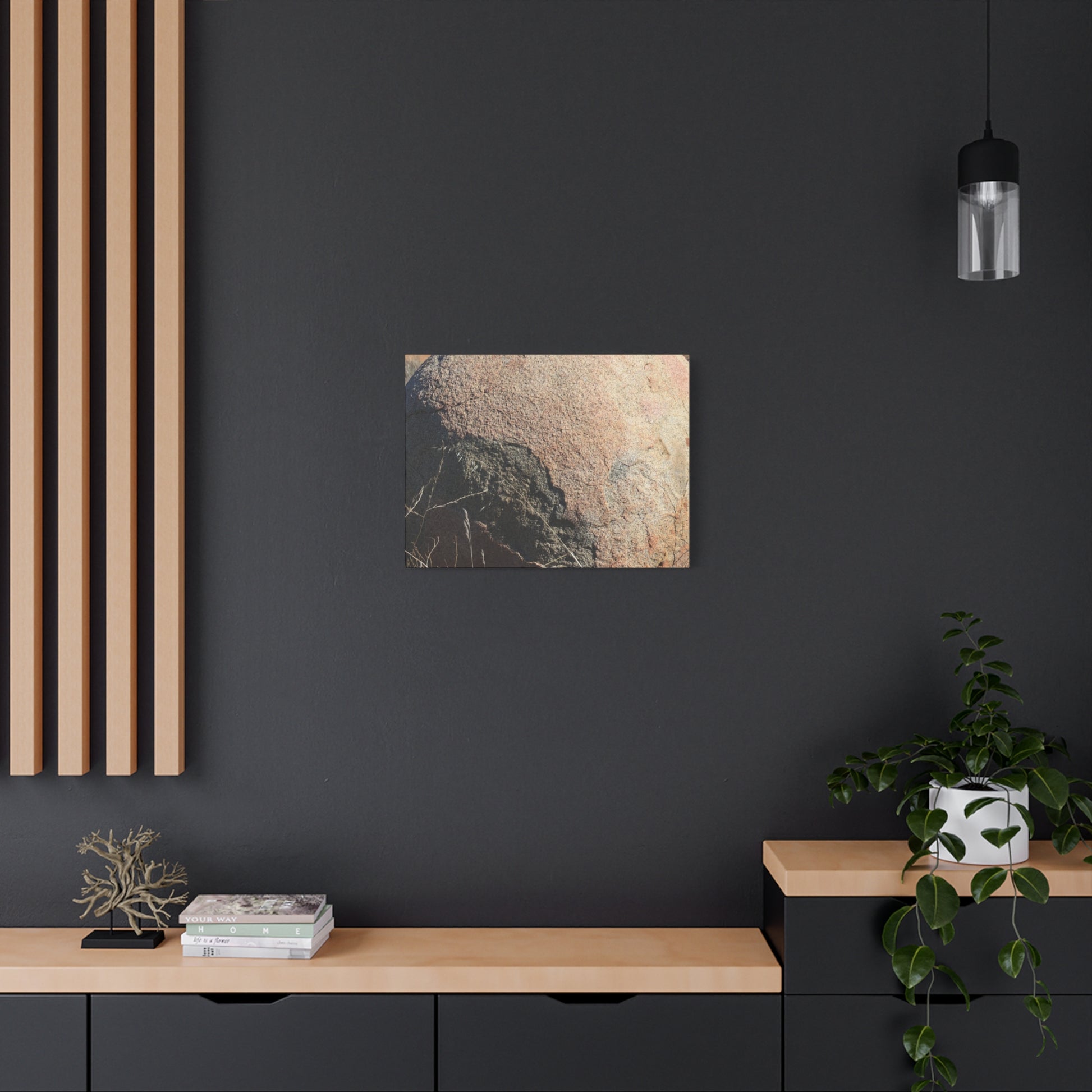 Stone Sphere in Arid Landscape - Unique Stretched Canvas Wall Art - Art By Earth