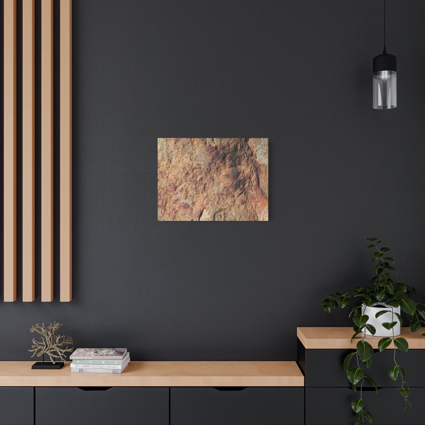 Lithic Veins of Ember - Unique Frameless Canvas Wall Art - Art By Earth