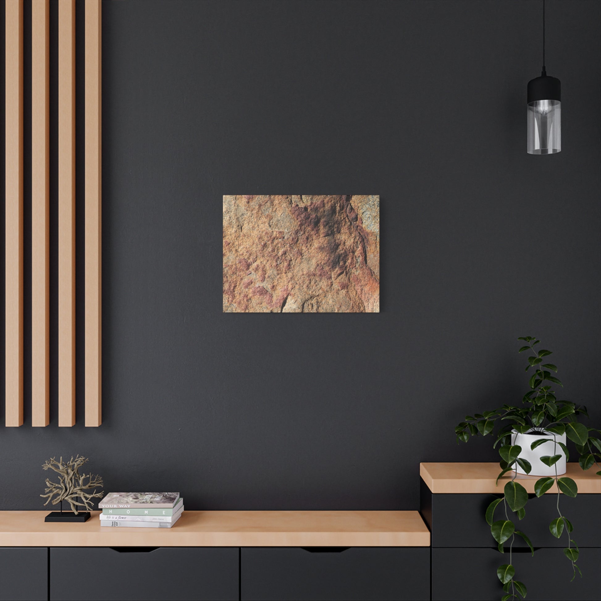 Lithic Veins of Ember - Unique Frameless Canvas Wall Art - Art By Earth